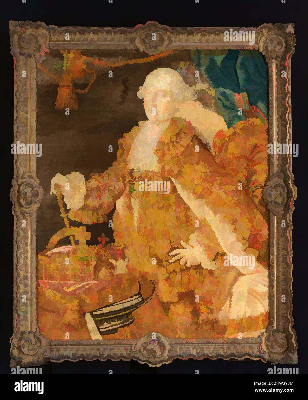 Arte ispirata dal Ritratto di Giuseppe II, Imperatore del Sacro Romano Impero, ca. 1777, francese, Parigi, lana (154 nodi per pollice quadrato, 25 per cm quadrato.), H. 47 x W. 39 pollici (119,4 x 99,1 cm), tessuti, opere classiche modernizzate da Artotop con un tuffo di modernità. Forme, colore e valore, impatto visivo accattivante sulle emozioni artistiche attraverso la libertà delle opere d'arte in modo contemporaneo. Un messaggio senza tempo che persegue una nuova direzione selvaggiamente creativa. Artisti che si rivolgono al supporto digitale e creano l'NFT Artotop Foto Stock