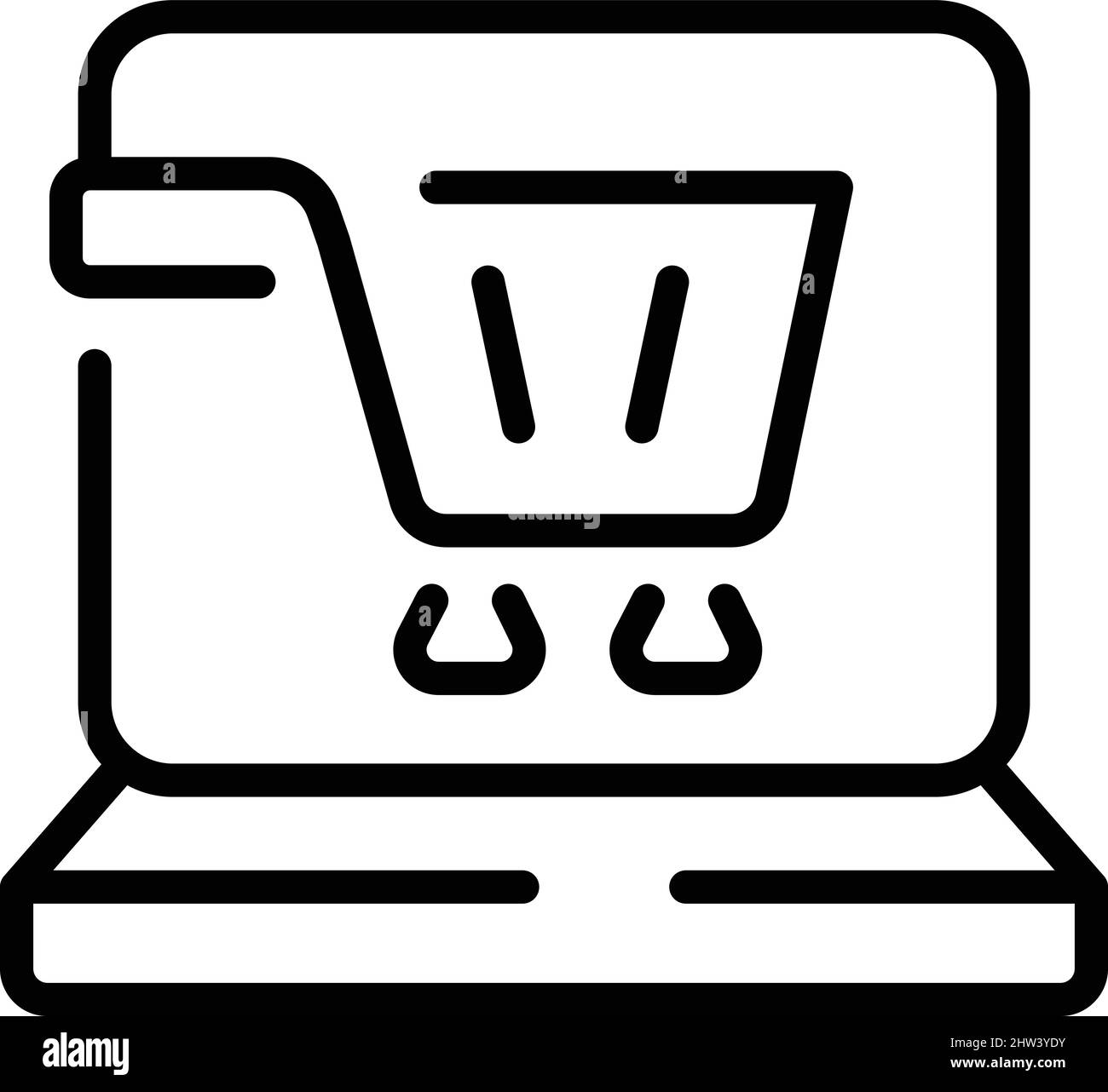 Negozio online di laptop icona contorno vettore. Archivio contratti. Offerta di lavoro Illustrazione Vettoriale