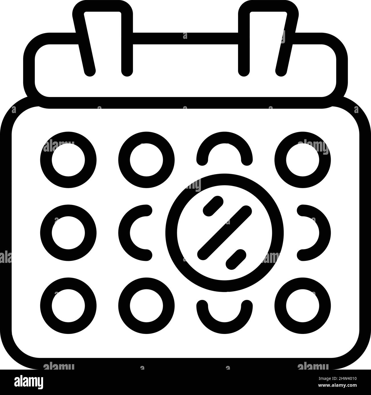 Vettore contorno icona offerta calendario. Ordine online. Archivio contratti Illustrazione Vettoriale