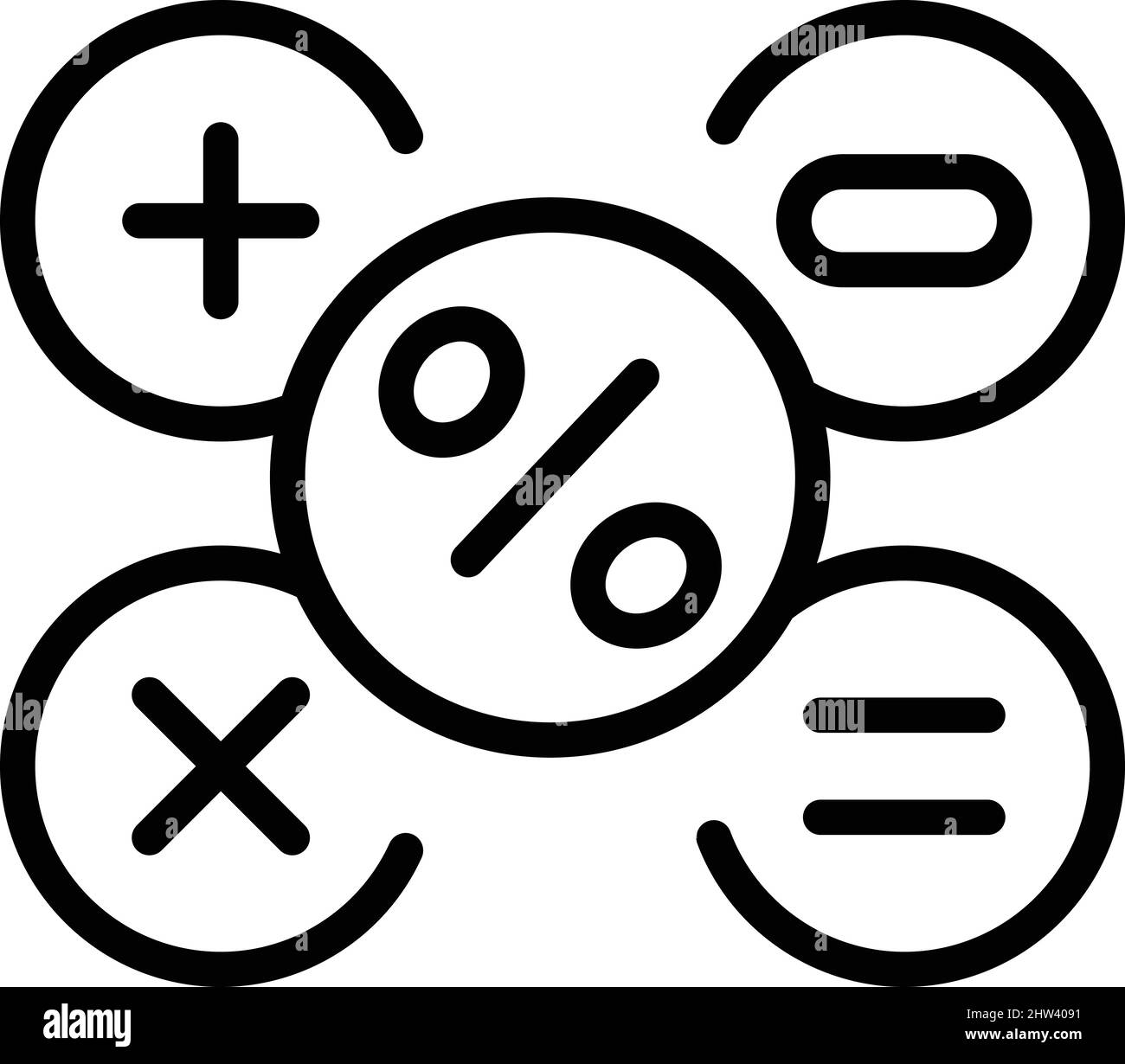 Strumento di calcolo dell'offerta per il vettore del contorno dell'icona. Ordine online. Negozio a pagamento Illustrazione Vettoriale