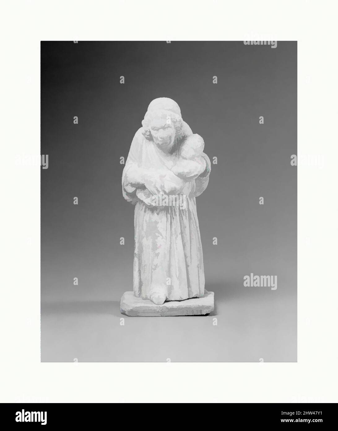 Arte ispirata da una statuetta di Terracotta di una vecchia infermiera che tiene un bambino, ellenistico, ultimo quarto del 4th secolo a.C., greco, Attico o boeotiano, Terracotta, H. 5 3/8 pollici. (13,7 cm), terracottas, figurine di infermieri seduti e in piedi con bambini divennero popolari nel IV secolo a.C., opere classiche modernizzate da Artotop con un tuffo di modernità. Forme, colore e valore, impatto visivo accattivante sulle emozioni artistiche attraverso la libertà delle opere d'arte in modo contemporaneo. Un messaggio senza tempo che persegue una nuova direzione selvaggiamente creativa. Artisti che si rivolgono al supporto digitale e creano l'NFT Artotop Foto Stock