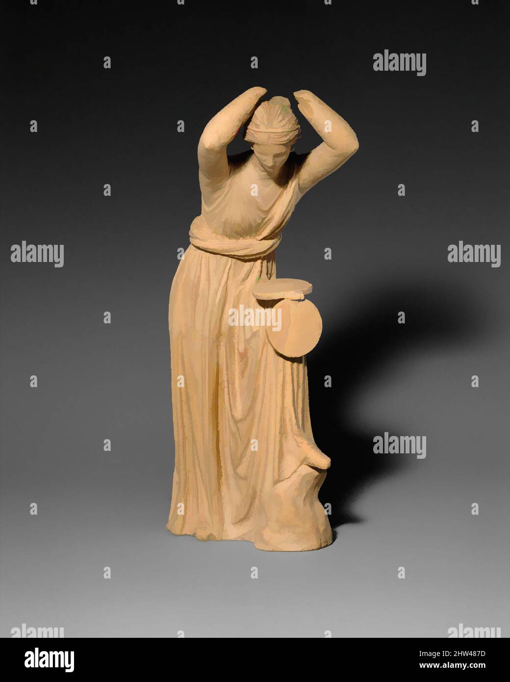 Arte ispirata da una statuetta di terracotta di una donna che guarda in uno specchio a scatola, ellenistico, 3rd–2nd secolo a.C., greco, probabilmente greco occidentale, Forse Centuripe, Terracotta, H. 11 1/4 poll. (28,6 cm), terracottas, questa donna tiene uno specchio della scatola sul suo ginocchio. Il coperchio è caduto e lei guarda, opere classiche modernizzate da Artotop con un tuffo di modernità. Forme, colore e valore, impatto visivo accattivante sulle emozioni artistiche attraverso la libertà delle opere d'arte in modo contemporaneo. Un messaggio senza tempo che persegue una nuova direzione selvaggiamente creativa. Artisti che si rivolgono al supporto digitale e creano l'NFT Artotop Foto Stock Arte ispirata da una statuetta di terracotta di una donna che guarda in uno specchio a scatola, ellenistico, 3rd–2nd secolo a.C., greco, probabilmente greco occidentale, Forse Centuripe, Terracotta, H. 11 1/4 poll. (28,6 cm), terracottas, questa donna tiene uno specchio della scatola sul suo ginocchio. Il coperchio è caduto e lei guarda, opere classiche modernizzate da Artotop con un tuffo di modernità. Forme, colore e valore, impatto visivo accattivante sulle emozioni artistiche attraverso la libertà delle opere d'arte in modo contemporaneo. Un messaggio senza tempo che persegue una nuova direzione selvaggiamente creativa. Artisti che si rivolgono al supporto digitale e creano l'NFT Artotop Foto Stock