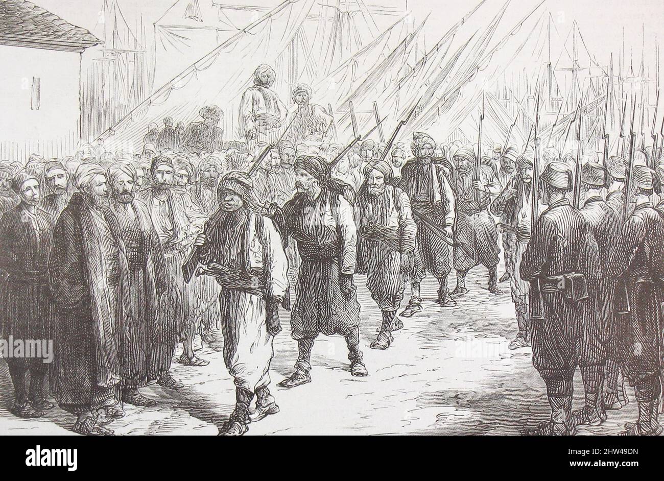 Unità turche irregolari (bashi-bazouks). Incisione del 1870. Foto Stock