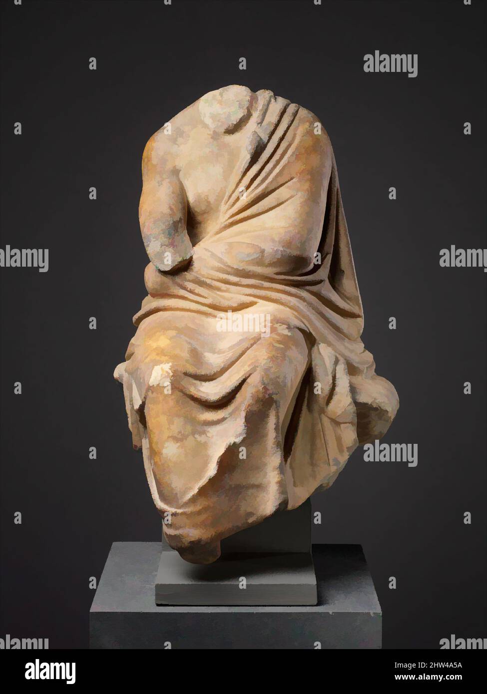 Arte ispirata dalla statuetta di marmo di un filosofo seduto, imperiale, 1st o 2nd secolo d.C., romano, marmo, H. 21 7/16 pollici. (54,4 cm), scultura in pietra, opere classiche modernizzate da Artotop con un tuffo di modernità. Forme, colore e valore, impatto visivo accattivante sulle emozioni artistiche attraverso la libertà delle opere d'arte in modo contemporaneo. Un messaggio senza tempo che persegue una nuova direzione selvaggiamente creativa. Artisti che si rivolgono al supporto digitale e creano l'NFT Artotop Foto Stock