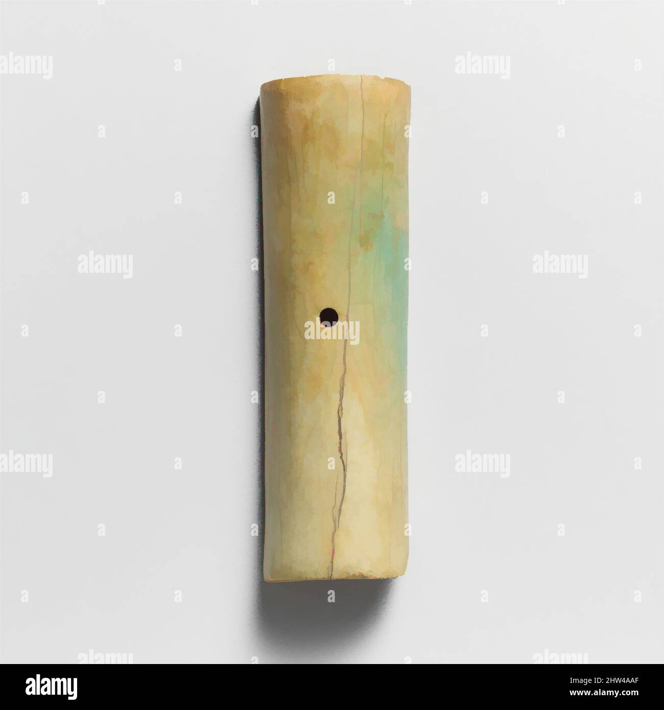 Arte ispirata dalla sezione di un cilindro d'avorio con un foro, Archaic, 7th–6th secolo a.C.?, greco, laconico, Avorio, altro: 3 1/16 poll. (7,8 cm), sezione semicilindrica di avorio con foro passante per il centro, opere classiche modernizzate da Artotop con un tuffo di modernità. Forme, colore e valore, impatto visivo accattivante sulle emozioni artistiche attraverso la libertà delle opere d'arte in modo contemporaneo. Un messaggio senza tempo che persegue una nuova direzione selvaggiamente creativa. Artisti che si rivolgono al supporto digitale e creano l'NFT Artotop Foto Stock
