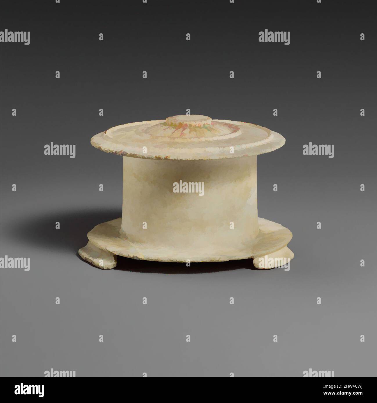 Art Inspired by Marble pyxis (box), Classical, fine 5th-inizio 4th secolo a.C., Greco, Attico, marmo, vernice, H.: 2 3/4 x 4 7/16 poll. (7 x 11,3 cm), Miscellaneous-Stone Vases, questo pyxis è particolarmente importante per le tracce di policromia conservate sul coperchio. I colori sono, opere classiche modernizzate da Artotop con un tuffo di modernità. Forme, colore e valore, impatto visivo accattivante sulle emozioni artistiche attraverso la libertà delle opere d'arte in modo contemporaneo. Un messaggio senza tempo che persegue una nuova direzione selvaggiamente creativa. Artisti che si rivolgono al supporto digitale e creano l'NFT Artotop Foto Stock Art Inspired by Marble pyxis (box), Classical, fine 5th-inizio 4th secolo a.C., Greco, Attico, marmo, vernice, H.: 2 3/4 x 4 7/16 poll. (7 x 11,3 cm), Miscellaneous-Stone Vases, questo pyxis è particolarmente importante per le tracce di policromia conservate sul coperchio. I colori sono, opere classiche modernizzate da Artotop con un tuffo di modernità. Forme, colore e valore, impatto visivo accattivante sulle emozioni artistiche attraverso la libertà delle opere d'arte in modo contemporaneo. Un messaggio senza tempo che persegue una nuova direzione selvaggiamente creativa. Artisti che si rivolgono al supporto digitale e creano l'NFT Artotop Foto Stock