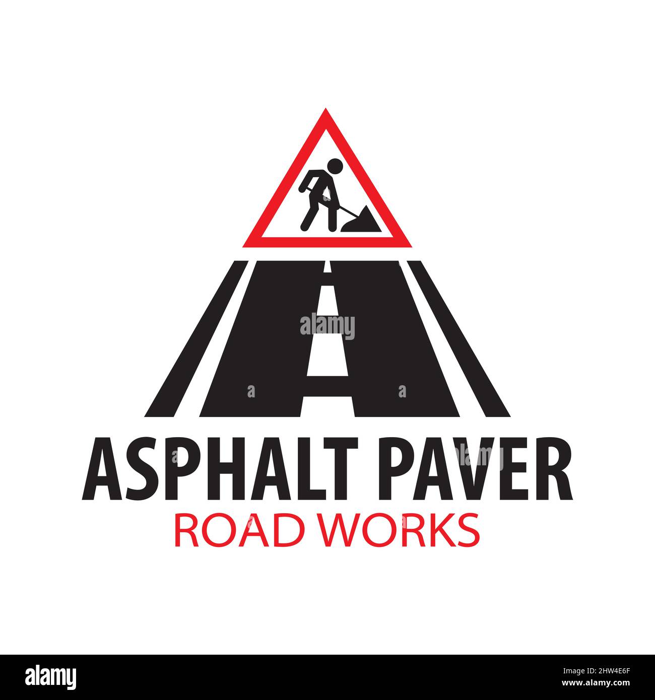 Logo vettoriale di asfaltatrice, lavori stradali Illustrazione Vettoriale