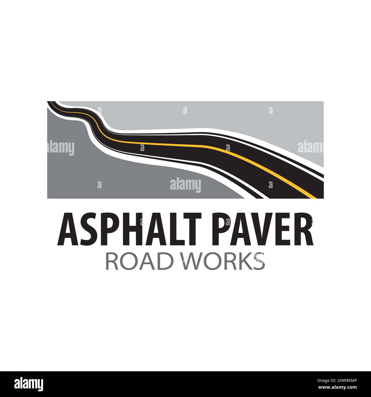Logo vettoriale di asfaltatrice, lavori stradali Illustrazione Vettoriale