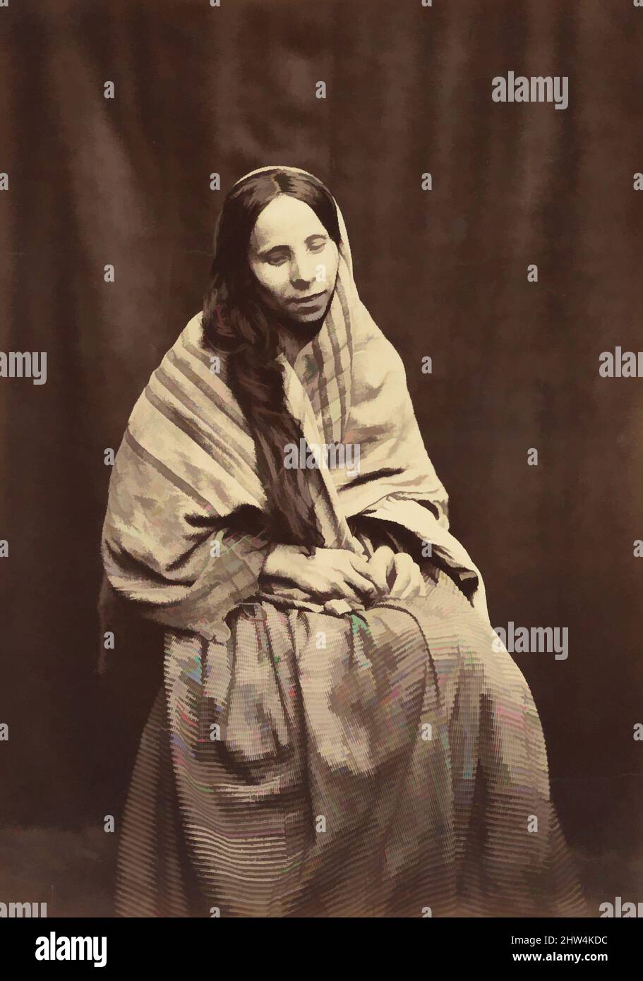 Art Inspired by Patient, Surrey County Lunatic Asylum, 1850–55, stampa in argento albume da vetro negativo, immagine: 18,2 x 12,9 cm (7 3/16 x 5 1/16 in.), fotografie, Hugh Welch Diamond (British, 1808–1886, opere classiche modernizzate da Artotop con un tuffo di modernità. Forme, colore e valore, impatto visivo accattivante sulle emozioni artistiche attraverso la libertà delle opere d'arte in modo contemporaneo. Un messaggio senza tempo che persegue una nuova direzione selvaggiamente creativa. Artisti che si rivolgono al supporto digitale e creano l'NFT Artotop Foto Stock