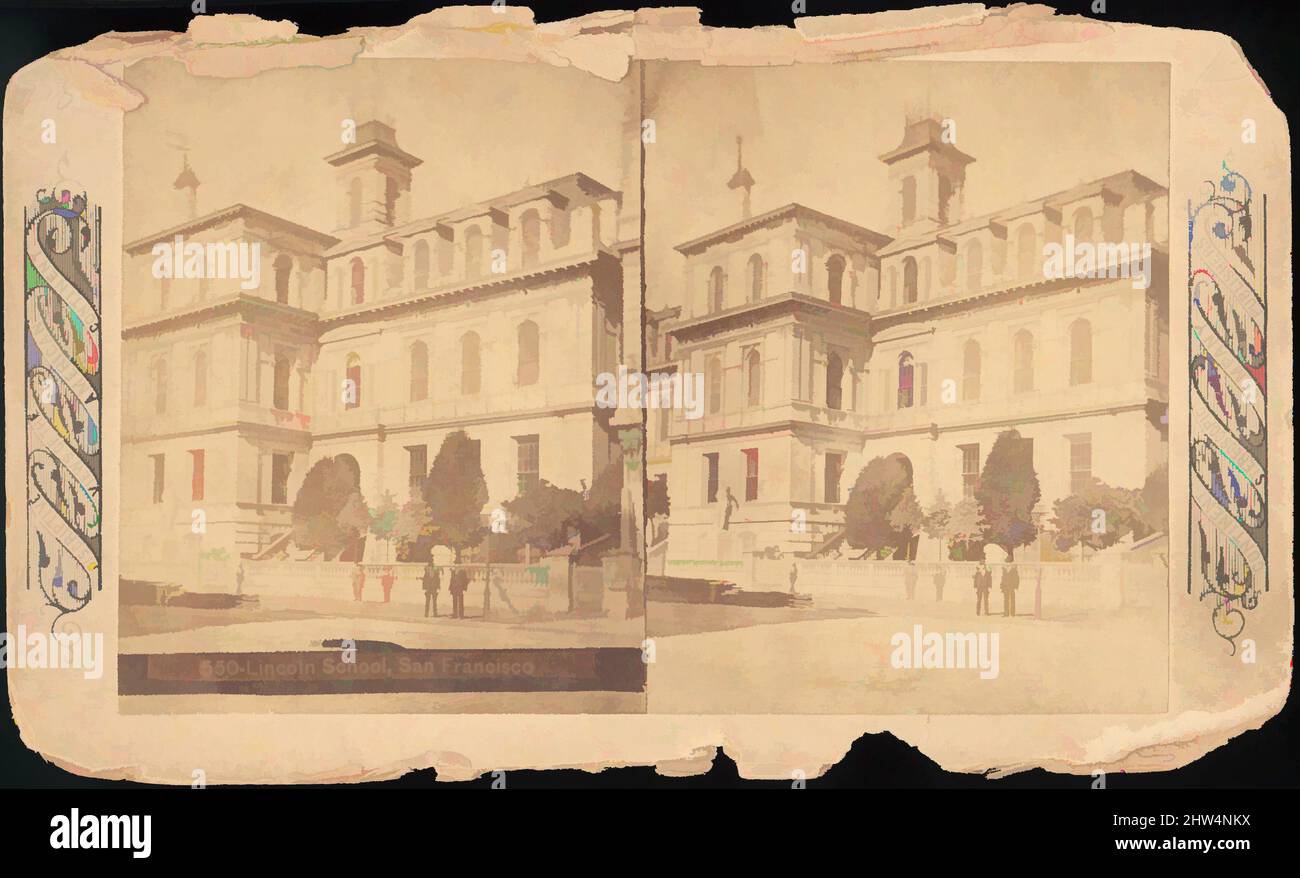 Art Inspired by Group of 26 Stereograph views of San Francisco, California, 1850s–1910s, stampe in argento albume, supporti circa: Da 8,9 x 17,6 cm (3 1/2 x 6 15/16 poll.) a 10,5 x 17,8 cm (4 1/8 x 7 poll.), fotografie, Benneville Lloyd Singley (americano, Union Township, Pennsylvania, opere classiche modernizzate da Artotop con un tocco di modernità. Forme, colore e valore, impatto visivo accattivante sulle emozioni artistiche attraverso la libertà delle opere d'arte in modo contemporaneo. Un messaggio senza tempo che persegue una nuova direzione selvaggiamente creativa. Artisti che si rivolgono al supporto digitale e creano l'NFT Artotop Foto Stock