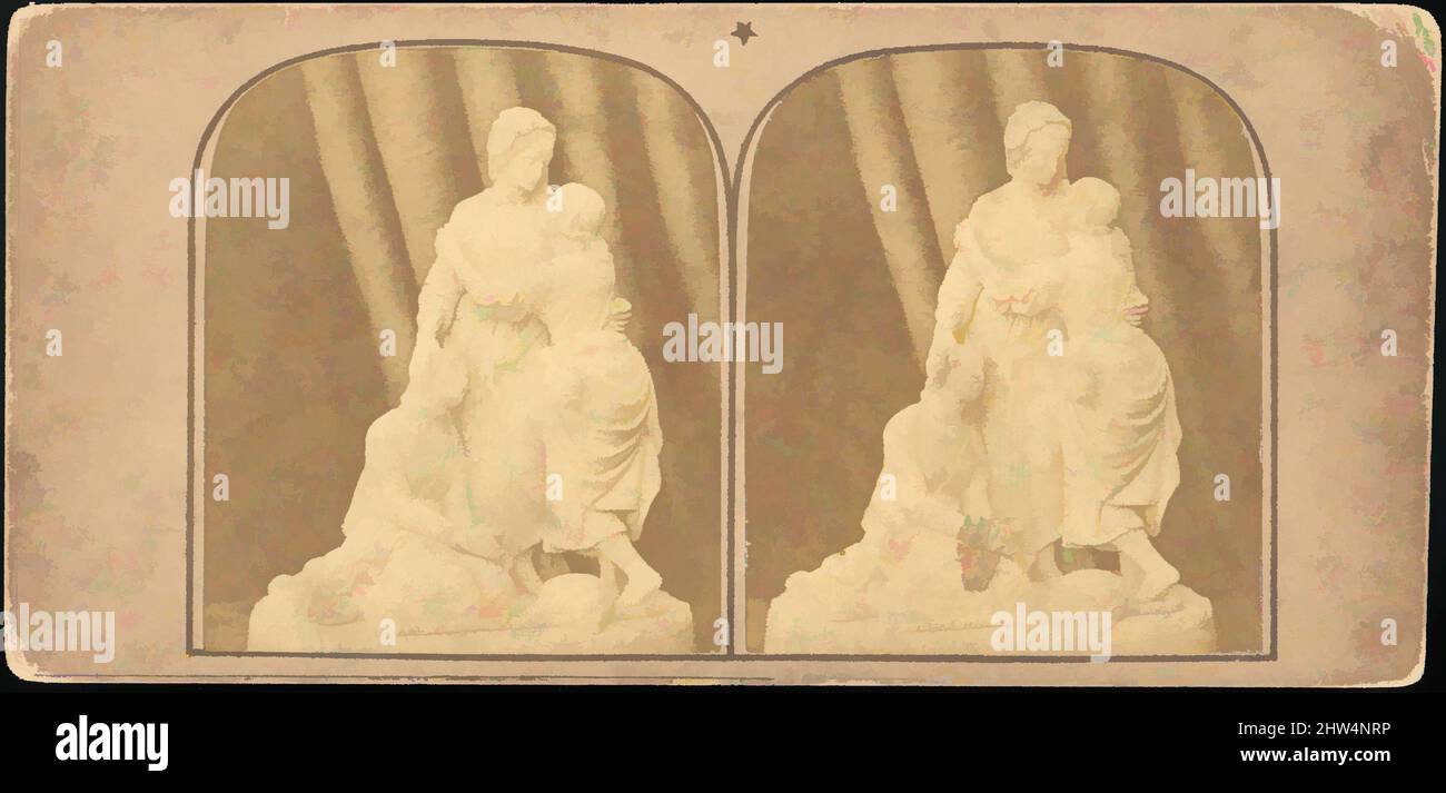 Arte ispirata da due prime viste Stereograph di statue britanniche, 1850s–1910s, stampe in argento albume, supporti circa: 8,5 x 17,4 cm (3 3/8 x 6 7/8 poll.), fotografie, F. G. O. Stuart (britannico), Unknown (britannico, opere classiche modernizzate da Artotop con un tuffo di modernità. Forme, colore e valore, impatto visivo accattivante sulle emozioni artistiche attraverso la libertà delle opere d'arte in modo contemporaneo. Un messaggio senza tempo che persegue una nuova direzione selvaggiamente creativa. Artisti che si rivolgono al supporto digitale e creano l'NFT Artotop Foto Stock