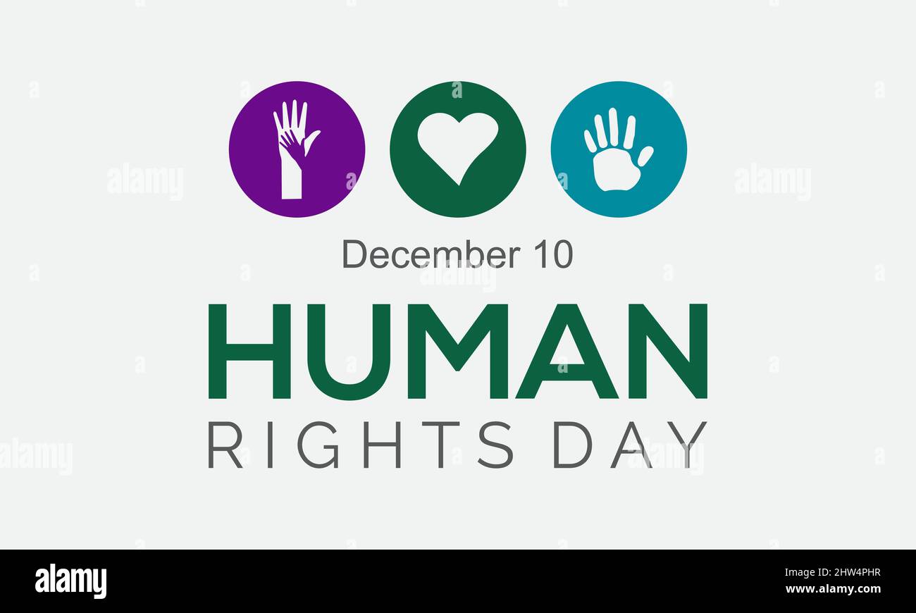 Giornata dei diritti umani. Modello vettoriale dei diritti umani per banner, cartellino, poster, sfondo. Illustrazione Vettoriale
