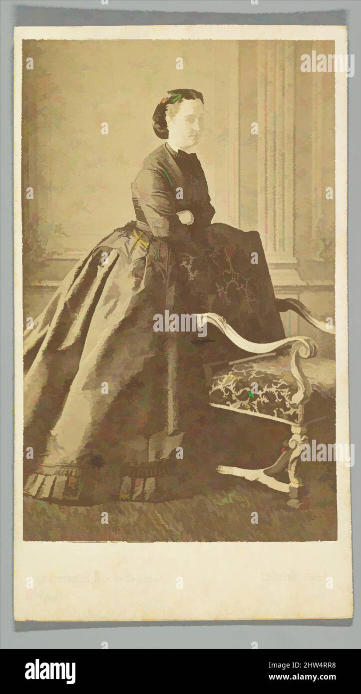 Arte ispirata dall'imperatrice Eugénie, ca. 1864, stampa argento albume, foglio: 10,5 x 6 cm (4 1/8 x 2 3/8 pollici), fotografie, Sergei Luvovich Levitsky (russo, 1819–1898, opere classiche modernizzate da Artotop con un tuffo di modernità. Forme, colore e valore, impatto visivo accattivante sulle emozioni artistiche attraverso la libertà delle opere d'arte in modo contemporaneo. Un messaggio senza tempo che persegue una nuova direzione selvaggiamente creativa. Artisti che si rivolgono al supporto digitale e creano l'NFT Artotop Foto Stock