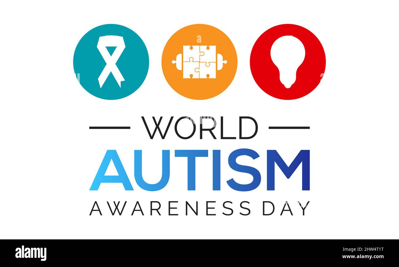 Giornata mondiale della consapevolezza dell'autismo. Autismo comunità apprezzamento vettore banner, carta, poster, sfondo. Illustrazione Vettoriale