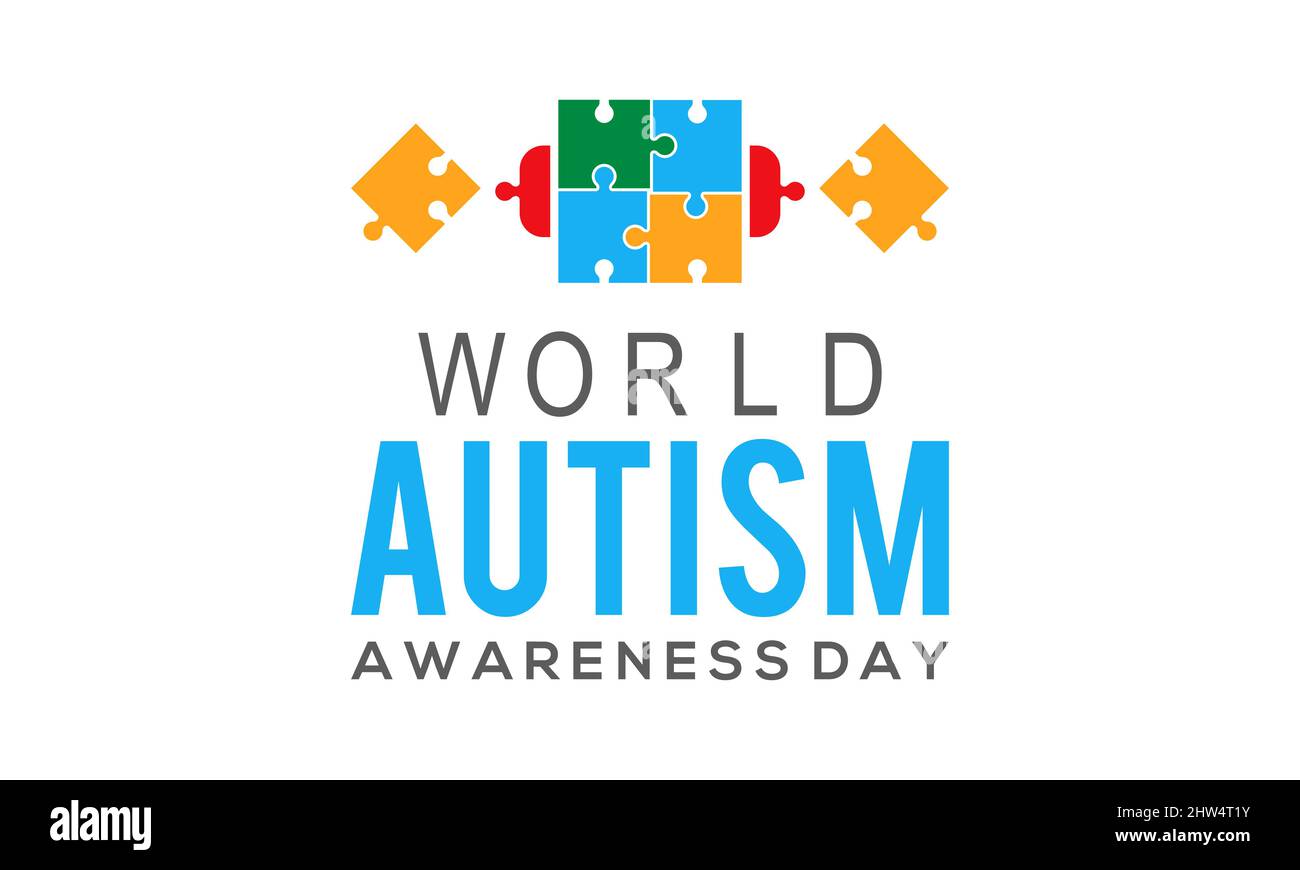 Giornata mondiale della consapevolezza dell'autismo. Autismo comunità apprezzamento vettore banner, carta, poster, sfondo. Illustrazione Vettoriale