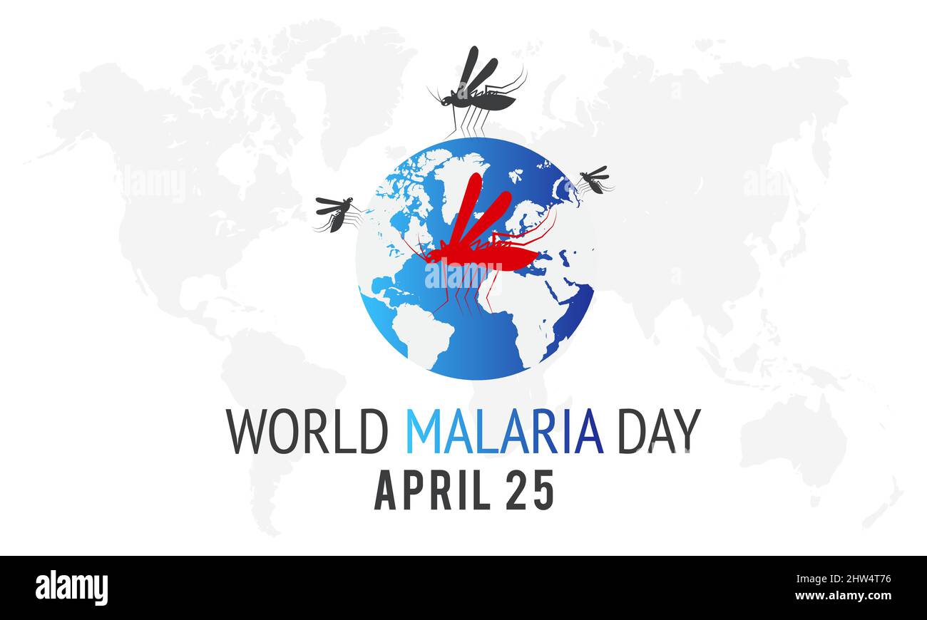 Giornata mondiale della malaria. Modello di consapevolezza della salute per banner, biglietti, poster, sfondo. Illustrazione Vettoriale