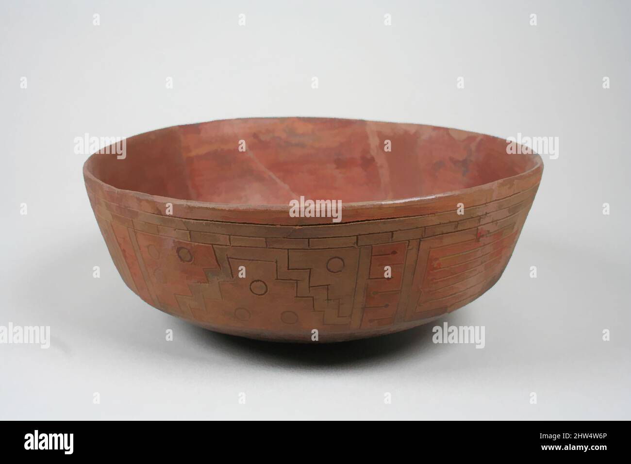 Arte ispirata a ciotola incisa con motivo geometrico, 5th–3rd secolo a.C., Perù, Paracas, Ceramica, Pigmento, totale: 2 3/4 poll. (6,99 cm), Ceramics-Containers, opere classiche modernizzate da Artotop con un tuffo di modernità. Forme, colore e valore, impatto visivo accattivante sulle emozioni artistiche attraverso la libertà delle opere d'arte in modo contemporaneo. Un messaggio senza tempo che persegue una nuova direzione selvaggiamente creativa. Artisti che si rivolgono al supporto digitale e creano l'NFT Artotop Foto Stock