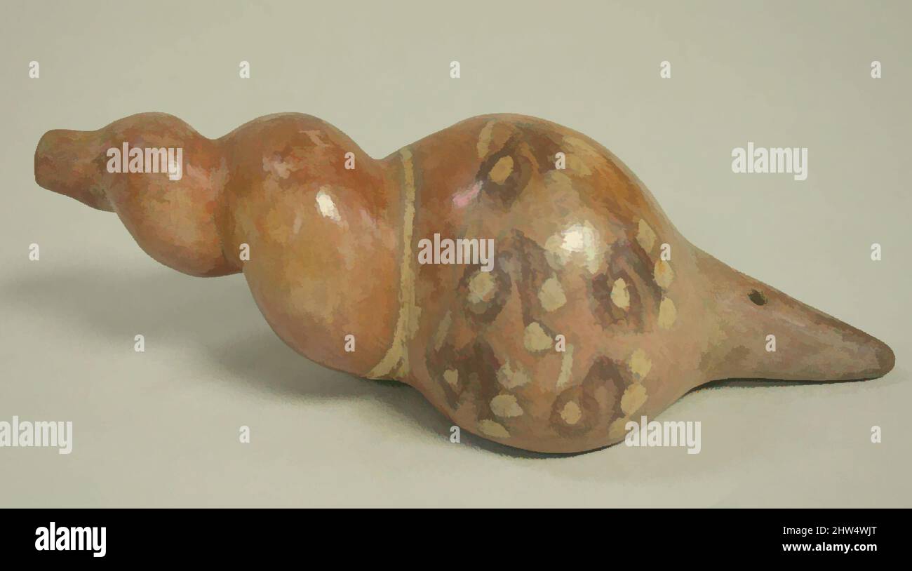 Arte ispirata da una tromba in ceramica nella forma di una conchiglia, 11th–14th secolo, Perù, Perù; costa centrale (?), Ceramica, a x L: 2 1/2 x 6 1/2in. (6,4 x 16,5cm), Ceramica-Strumenti musicali, opere classiche modernizzate da Artotop con un tuffo di modernità. Forme, colore e valore, impatto visivo accattivante sulle emozioni artistiche attraverso la libertà delle opere d'arte in modo contemporaneo. Un messaggio senza tempo che persegue una nuova direzione selvaggiamente creativa. Artisti che si rivolgono al supporto digitale e creano l'NFT Artotop Foto Stock