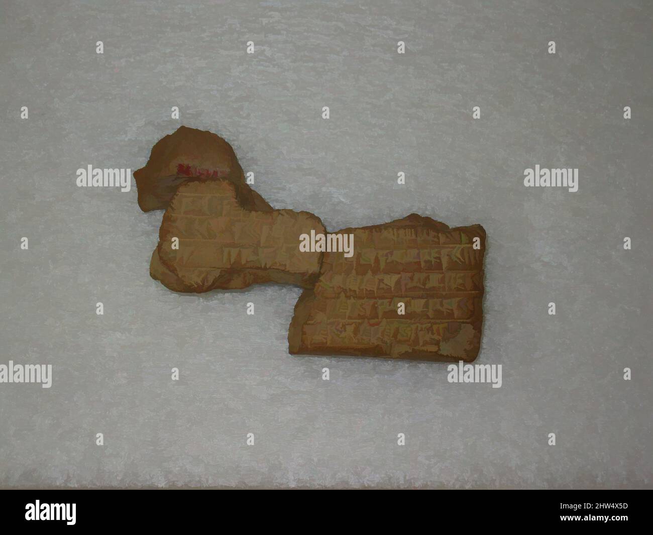Arte ispirata da tavoletta Cuneiforme: Testo della procedura lunare (?), fine 1st millennio a.C. ca., Mesopotamia, Clay, 1 5/8 x 3 7/8 x 7/8 pollici (4,1 x 9,8 x 2,2 cm), Clay-Tablets-inscritto, opere classiche modernizzate da Artotop con un tuffo di modernità. Forme, colore e valore, impatto visivo accattivante sulle emozioni artistiche attraverso la libertà delle opere d'arte in modo contemporaneo. Un messaggio senza tempo che persegue una nuova direzione selvaggiamente creativa. Artisti che si rivolgono al supporto digitale e creano l'NFT Artotop Foto Stock
