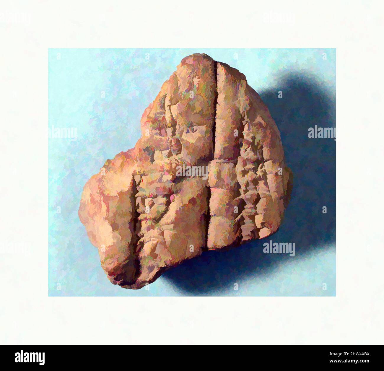 Arte ispirata da tavoletta Cuneiforme: Frammento di sillabario B, ca. Fine 1st millennio a.C., Mesopotamia, Clay, 1 3/4 x 1 3/4 x 7/8 pollici (4,5 x 4,3 x 2,1 cm), Clay-Tablets-inscritto, opere classiche modernizzate da Artotop con un tuffo di modernità. Forme, colore e valore, impatto visivo accattivante sulle emozioni artistiche attraverso la libertà delle opere d'arte in modo contemporaneo. Un messaggio senza tempo che persegue una nuova direzione selvaggiamente creativa. Artisti che si rivolgono al supporto digitale e creano l'NFT Artotop Foto Stock