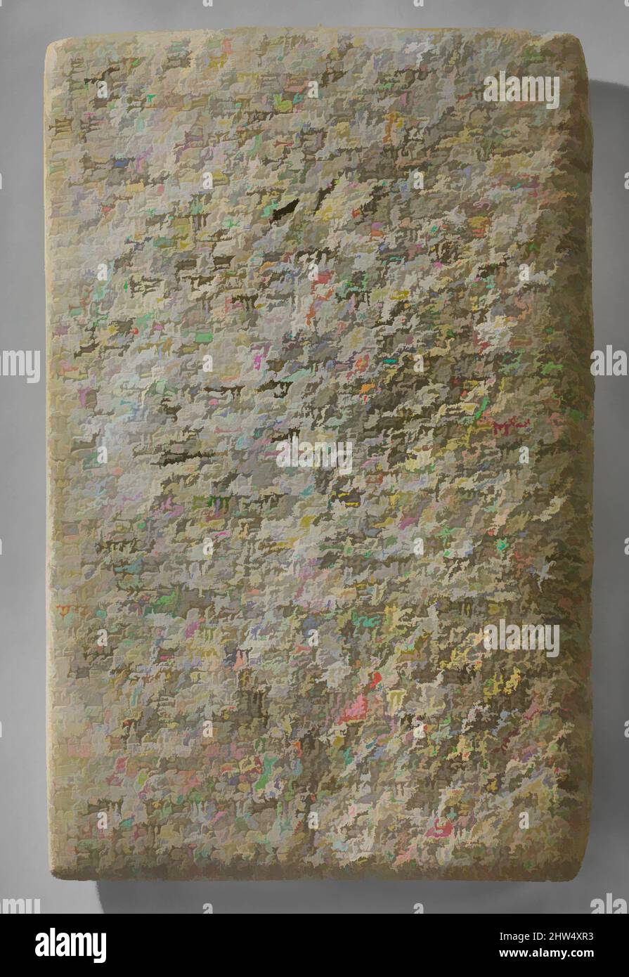 Arte ispirata a tavoletta cuneiforme di pietra con iscrizione di Ashurnasirpal II, Neo-Assiro, ca. 883–859 a.C., Mesopotamia, Nimrud (antico Kalhu), Assiro, alabastro gesso, 26 1/2 x 17 x 1 1/4 pollici, 82 libbre (67,3 x 43,2 x 3,2 cm), pietra-Tablets-inscritto, opere classiche modernizzate da Artotop con un tuffo di modernità. Forme, colore e valore, impatto visivo accattivante sulle emozioni artistiche attraverso la libertà delle opere d'arte in modo contemporaneo. Un messaggio senza tempo che persegue una nuova direzione selvaggiamente creativa. Artisti che si rivolgono al supporto digitale e creano l'NFT Artotop Foto Stock