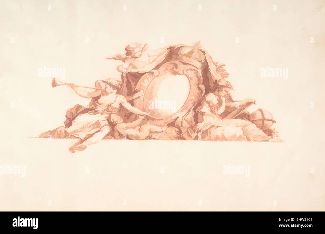Art Inspired by Preparatory Study for Plate 34 in 'Maisons de plaisance' Vol. II, 18th Century, Red gesso, 6 13/16 x 9 7/8 in. (17,3 x 25,1 cm), disegni, Jacques Franois Blondel (francese, Rouen 1705–1774 Parigi, opere classiche modernizzate da Artotop con un tuffo di modernità. Forme, colore e valore, impatto visivo accattivante sulle emozioni artistiche attraverso la libertà delle opere d'arte in modo contemporaneo. Un messaggio senza tempo che persegue una nuova direzione selvaggiamente creativa. Artisti che si rivolgono al supporto digitale e creano l'NFT Artotop Foto Stock