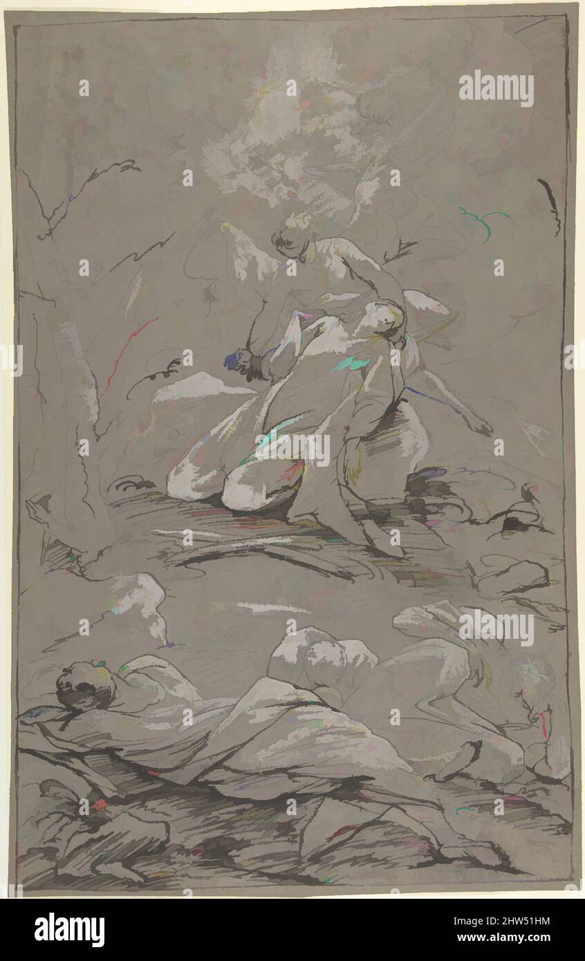 Arte ispirata da Cristo nel Giardino del Getsemani, 1712–62, penna e inchiostro nero, accentuata da gouache bianche su carta grigia. Bianco ossidato, 17 3/8 x 11 1/4 poll. (44,1 x 28,6 cm), disegni, Paul Troger (Austriaco, Welsberg 1698–1762 Vienna, opere classiche modernizzate da Artotop con un tocco di modernità. Forme, colore e valore, impatto visivo accattivante sulle emozioni artistiche attraverso la libertà delle opere d'arte in modo contemporaneo. Un messaggio senza tempo che persegue una nuova direzione selvaggiamente creativa. Artisti che si rivolgono al supporto digitale e creano l'NFT Artotop Foto Stock