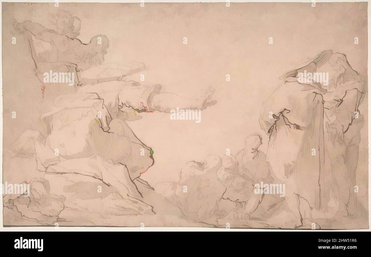 Arte ispirata a San Giovanni predicando nella natura selvaggia, fine 16th-metà 17th secolo, inchiostro Pen e marrone, lavaggio marrone chiaro su carta marrone con toni rosa; tracce di linea di framing in penna e inchiostro marrone, 7 7/8 x 12 13/16 pollici. (20 x 32,5 cm), disegni, dopo Abraham Bloemaert (, opere classiche modernizzate da Artotop con un tuffo di modernità. Forme, colore e valore, impatto visivo accattivante sulle emozioni artistiche attraverso la libertà delle opere d'arte in modo contemporaneo. Un messaggio senza tempo che persegue una nuova direzione selvaggiamente creativa. Artisti che si rivolgono al supporto digitale e creano l'NFT Artotop Foto Stock