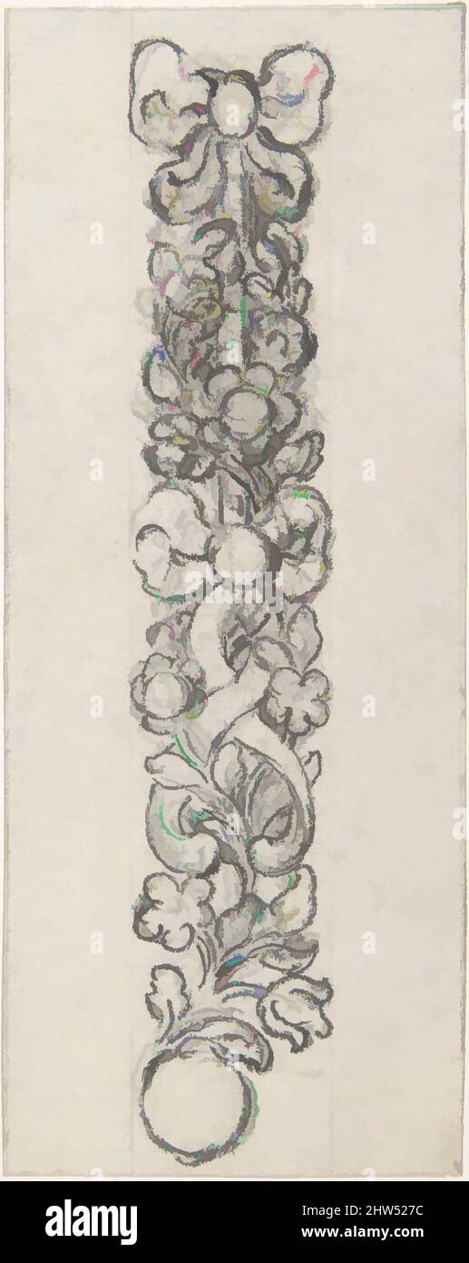 Arte ispirata dal Design for a Goldsmith, 18th Century, penna e inchiostro nero su disegno in gesso nero, 6 x 2 3/8 poll. (15,2 x 6 cm.), disegni, Hubert Francois Gravelot (francese, Parigi 1699–1773 Parigi, opere classiche modernizzate da Artotop con un tuffo di modernità. Forme, colore e valore, impatto visivo accattivante sulle emozioni artistiche attraverso la libertà delle opere d'arte in modo contemporaneo. Un messaggio senza tempo che persegue una nuova direzione selvaggiamente creativa. Artisti che si rivolgono al supporto digitale e creano l'NFT Artotop Foto Stock