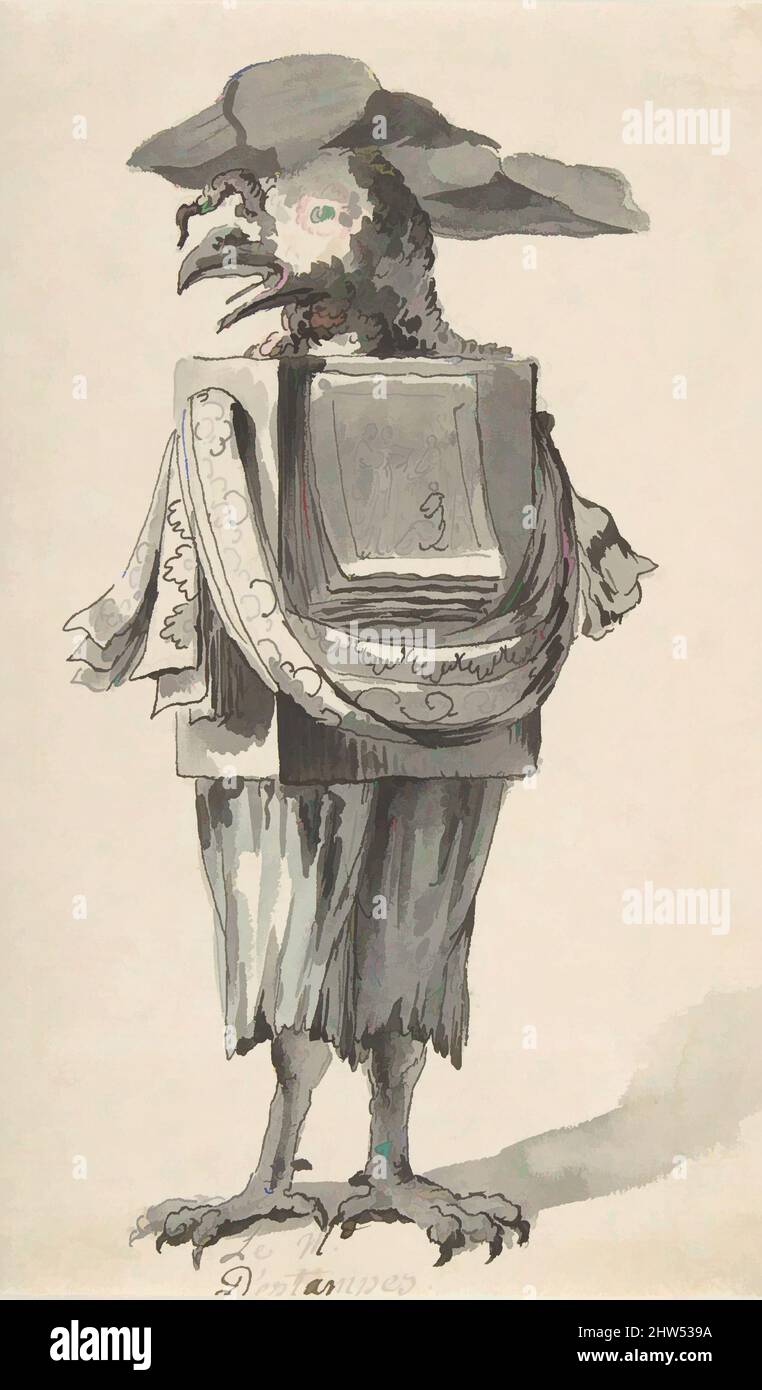 Arte ispirata alla caricatura di un Printseller, penna e inchiostro nero, pennello e grigio e colore lavaggio su tracce di gesso nero, 6 5/8 x 3 15/16 pollici. (16,8 x 10 cm.), disegni, Jean Charles Delafosse (francese, Parigi 1734–1789 Parigi, opere classiche modernizzate da Artotop con un tocco di modernità. Forme, colore e valore, impatto visivo accattivante sulle emozioni artistiche attraverso la libertà delle opere d'arte in modo contemporaneo. Un messaggio senza tempo che persegue una nuova direzione selvaggiamente creativa. Artisti che si rivolgono al supporto digitale e creano l'NFT Artotop Foto Stock