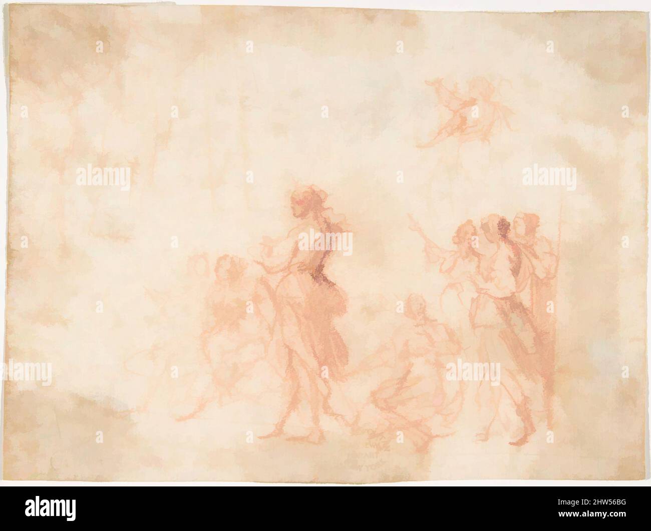 Arte ispirata al gruppo di figure femminili in piedi e sedute (recto); figura femminile in costume (verso), 1624–63, gesso rosso (recto). Disegno a penna e inchiostro marrone di una figura femminile in costume (verso), 4-1/8 x 5-9/16" (10,4 x 14,1 cm), disegni, attribuiti a Francesco Allegrini (opere classiche italiane modernizzate da Artotop con un tuffo di modernità. Forme, colore e valore, impatto visivo accattivante sulle emozioni artistiche attraverso la libertà delle opere d'arte in modo contemporaneo. Un messaggio senza tempo che persegue una nuova direzione selvaggiamente creativa. Artisti che si rivolgono al supporto digitale e creano l'NFT Artotop Foto Stock