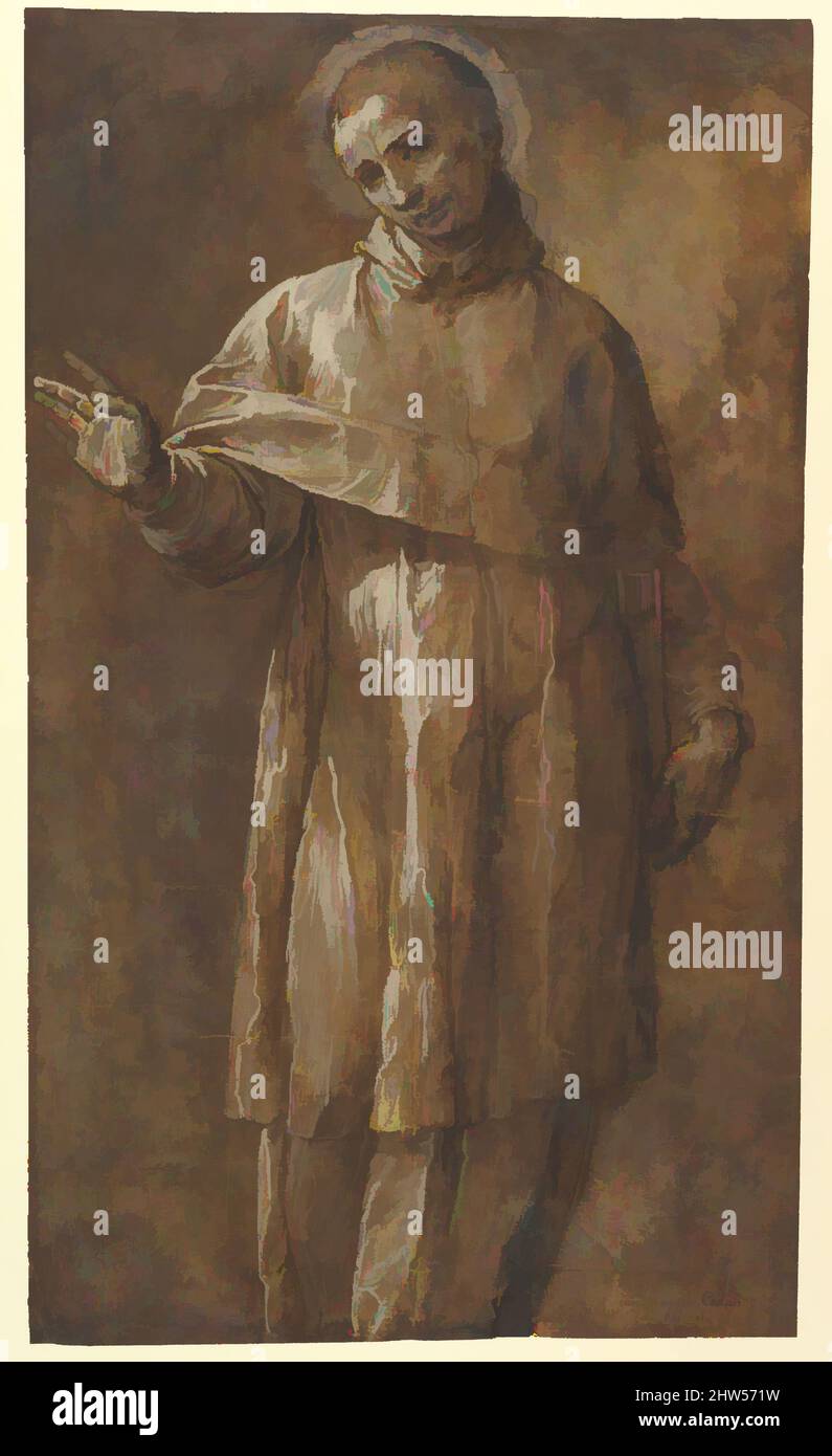 Arte ispirata a Saint Charles Borromeo, 1575–1662, inchiostro Pen e marrone, pennello e lavaggio marrone, evidenziato con bianco, su carta marrone, 18-1/8 x 10-9/16 pollici. (46,1 x 26,9 cm), disegni, Giovanni Battista Crespi ('il Cerano') Vicino a Novara ca. 1575–1632 Milano, opere classiche modernizzate da Artotop con un tocco di modernità. Forme, colore e valore, impatto visivo accattivante sulle emozioni artistiche attraverso la libertà delle opere d'arte in modo contemporaneo. Un messaggio senza tempo che persegue una nuova direzione selvaggiamente creativa. Artisti che si rivolgono al supporto digitale e creano l'NFT Artotop Foto Stock