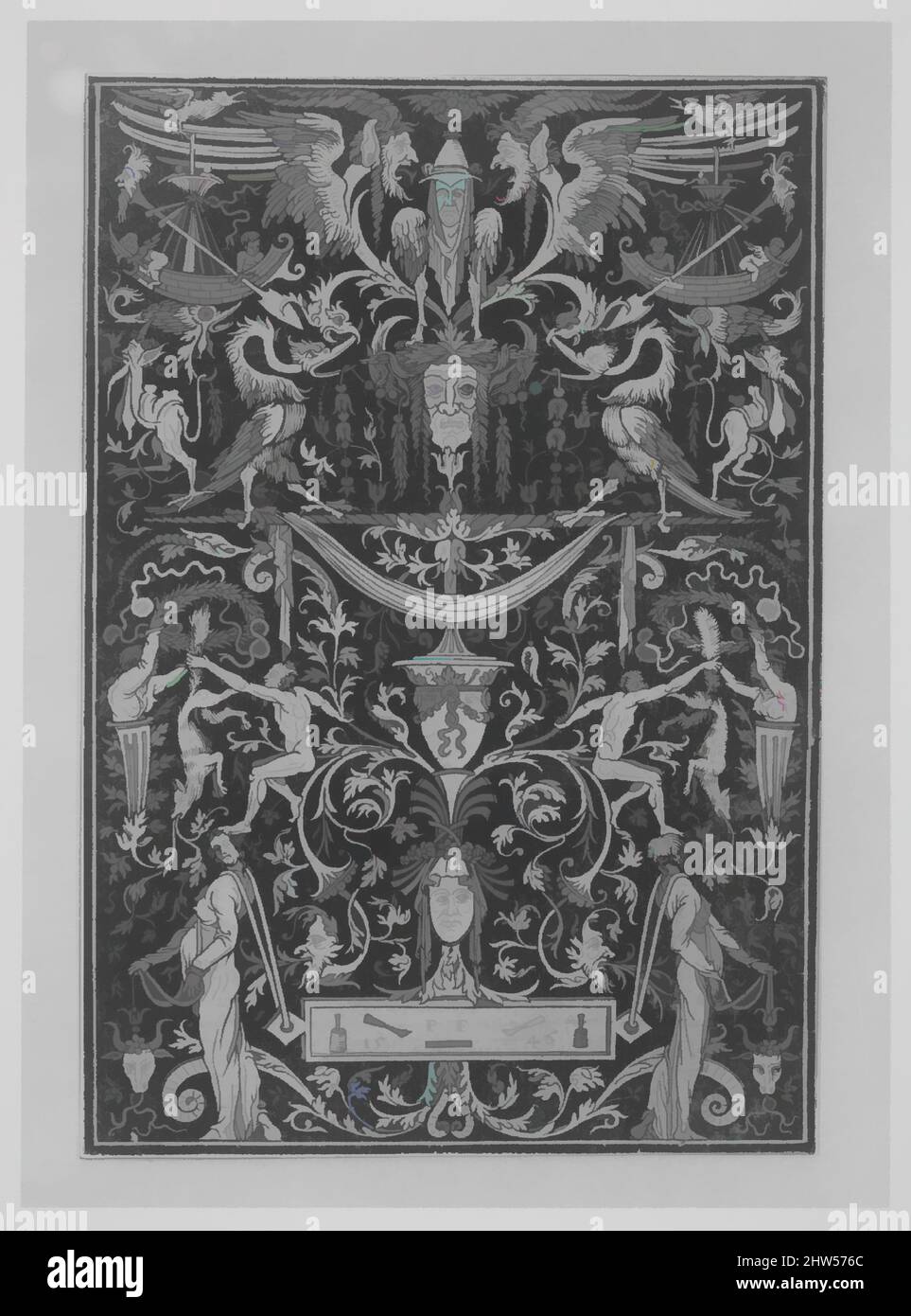 Art Inspired by Ornament Print Panel, inizio 16th secolo, legno, stampe, Peter Flötner (tedesco, Thurgau 1485–1546 Norimberga, opere classiche modernizzate da Artotop con un tocco di modernità. Forme, colore e valore, impatto visivo accattivante sulle emozioni artistiche attraverso la libertà delle opere d'arte in modo contemporaneo. Un messaggio senza tempo che persegue una nuova direzione selvaggiamente creativa. Artisti che si rivolgono al supporto digitale e creano l'NFT Artotop Foto Stock