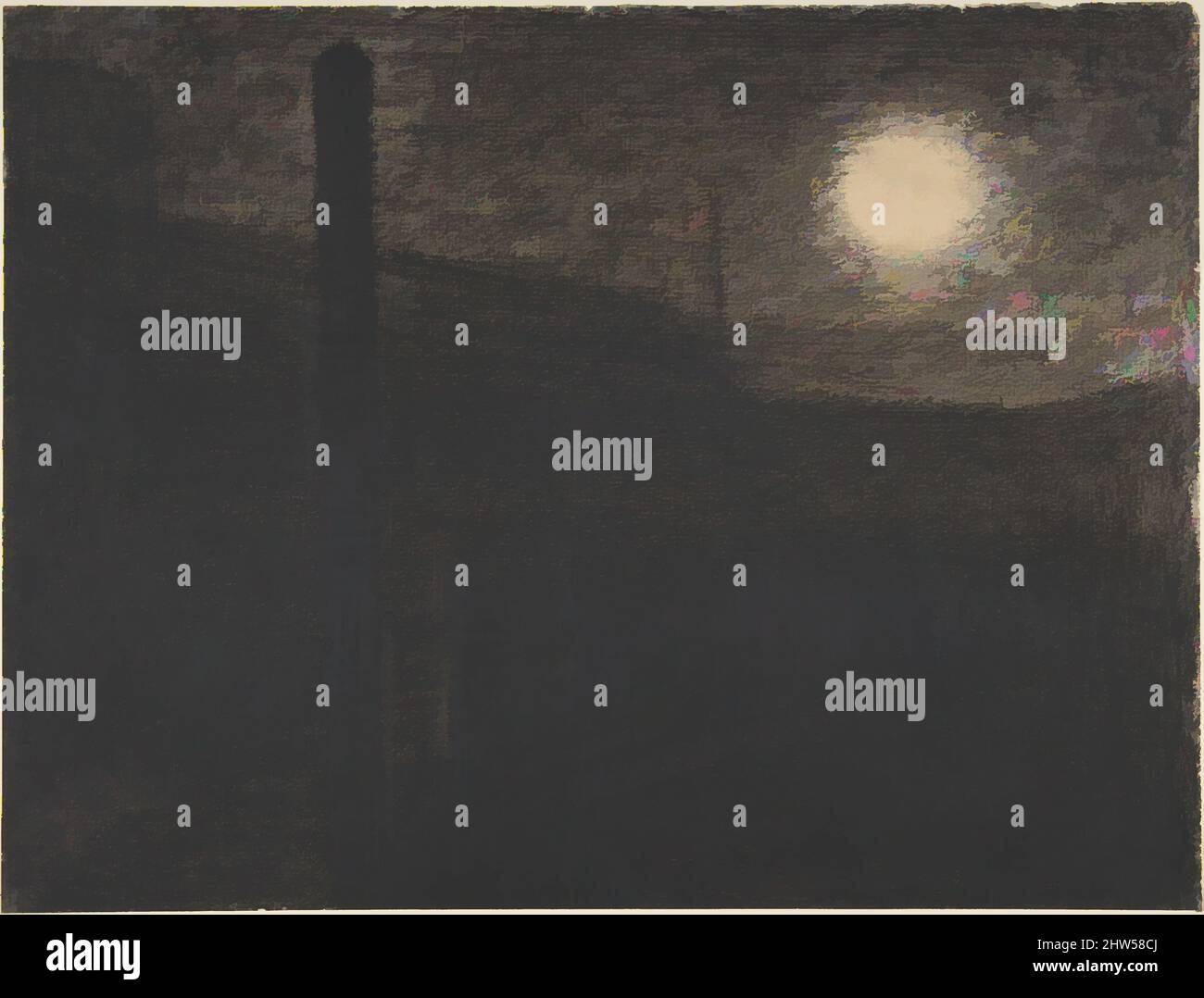 Arte ispirata a Courbevoie: Fabbriche di Moonlight, 1882–83, Conté crayon, 9 5/16 x 12 1/4 poll. (23,6 x 31,2 cm), disegni, Georges Seurat (francese, Parigi 1859–1891 Parigi, opere classiche modernizzate da Artotop con un tocco di modernità. Forme, colore e valore, impatto visivo accattivante sulle emozioni artistiche attraverso la libertà delle opere d'arte in modo contemporaneo. Un messaggio senza tempo che persegue una nuova direzione selvaggiamente creativa. Artisti che si rivolgono al supporto digitale e creano l'NFT Artotop Foto Stock