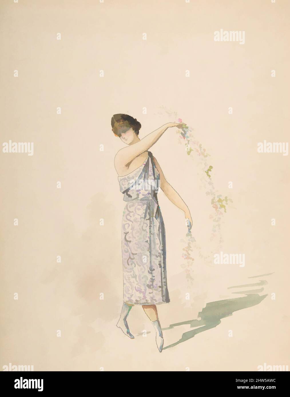 Arte ispirata al Costume Design per un Maiden drappeggiato in bianco, n.d., penna e inchiostro nero con acquerello, 12 5/16 x 9 7/16 poll. (31,3 x 23,9 cm), disegni, Charles Bianchini (francese, Lione 1860–1905 Parigi, opere classiche modernizzate da Artotop con un tocco di modernità. Forme, colore e valore, impatto visivo accattivante sulle emozioni artistiche attraverso la libertà delle opere d'arte in modo contemporaneo. Un messaggio senza tempo che persegue una nuova direzione selvaggiamente creativa. Artisti che si rivolgono al supporto digitale e creano l'NFT Artotop Foto Stock