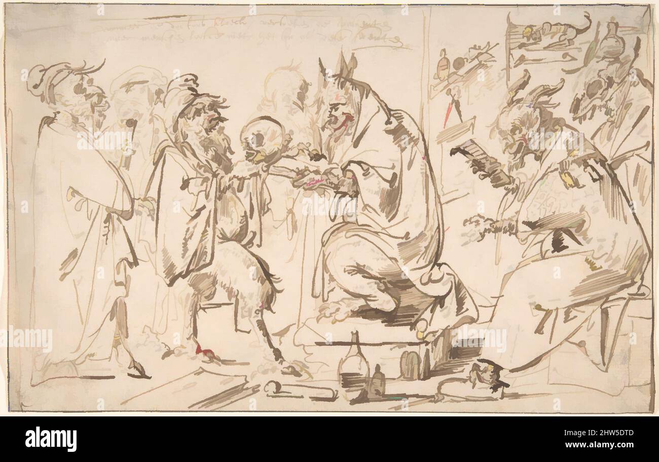 Arte ispirata da Diablerie: Un Satire sulla professione medica, 1612–41, inchiostro Pen e marrone, 7 x 11 1/16 pollici. (17,8 x 28,1 cm), disegni, Andries entrambi (olandese, Utrecht ca. 1612–1641 Venezia, opere classiche modernizzate da Artotop con un tocco di modernità. Forme, colore e valore, impatto visivo accattivante sulle emozioni artistiche attraverso la libertà delle opere d'arte in modo contemporaneo. Un messaggio senza tempo che persegue una nuova direzione selvaggiamente creativa. Artisti che si rivolgono al supporto digitale e creano l'NFT Artotop Foto Stock