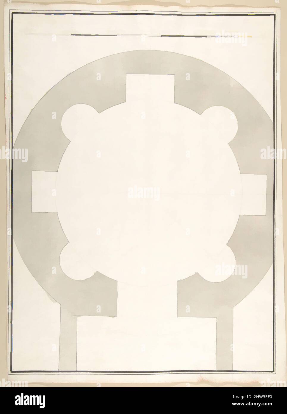 Arte ispirata dal piano del Tempio della speranza (stesso edificio del numero di accesso), 1710–27, inchiostro Pen e nero-marrone, pennello e lavaggio grigio chiaro, sopra il reticolo in grafite, 17-5/8 x 13-1/16 pollici. (44,8 x 33,2 cm), disegni, Pietro Paolo Coccetti (Cocchetti) (italiano, opere classiche modernizzate da Artotop con un tuffo di modernità. Forme, colore e valore, impatto visivo accattivante sulle emozioni artistiche attraverso la libertà delle opere d'arte in modo contemporaneo. Un messaggio senza tempo che persegue una nuova direzione selvaggiamente creativa. Artisti che si rivolgono al supporto digitale e creano l'NFT Artotop Foto Stock