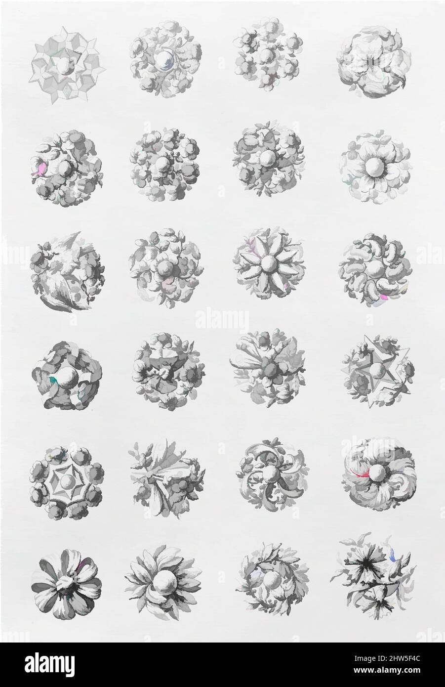 Art Inspired by Livre de Desseins De Jouaillerie et Bijouterie, 1740–75, incisione, totale: 11 1/16 x 16 9/16 x 9/16 poll. (28,1 x 42 x 1,4 cm), Libri, opere classiche modernizzate da Artotop con un tocco di modernità. Forme, colore e valore, impatto visivo accattivante sulle emozioni artistiche attraverso la libertà delle opere d'arte in modo contemporaneo. Un messaggio senza tempo che persegue una nuova direzione selvaggiamente creativa. Artisti che si rivolgono al supporto digitale e creano l'NFT Artotop Foto Stock