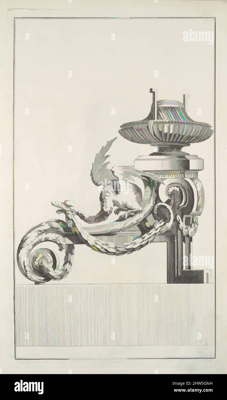 Art Inspired by Bayer de 6 Grilles de Chenets et de Feux de Cheminées, 1740–89, Etching, totale: 18 1/8 x 13 x 3/16 poll. (46,1 x 33 x 0,4 cm), Libri, Jean Charles Delafosse (francese, Parigi 1734–1789 Parigi, opere classiche modernizzate da Artotop con un tuffo di modernità. Forme, colore e valore, impatto visivo accattivante sulle emozioni artistiche attraverso la libertà delle opere d'arte in modo contemporaneo. Un messaggio senza tempo che persegue una nuova direzione selvaggiamente creativa. Artisti che si rivolgono al supporto digitale e creano l'NFT Artotop Foto Stock