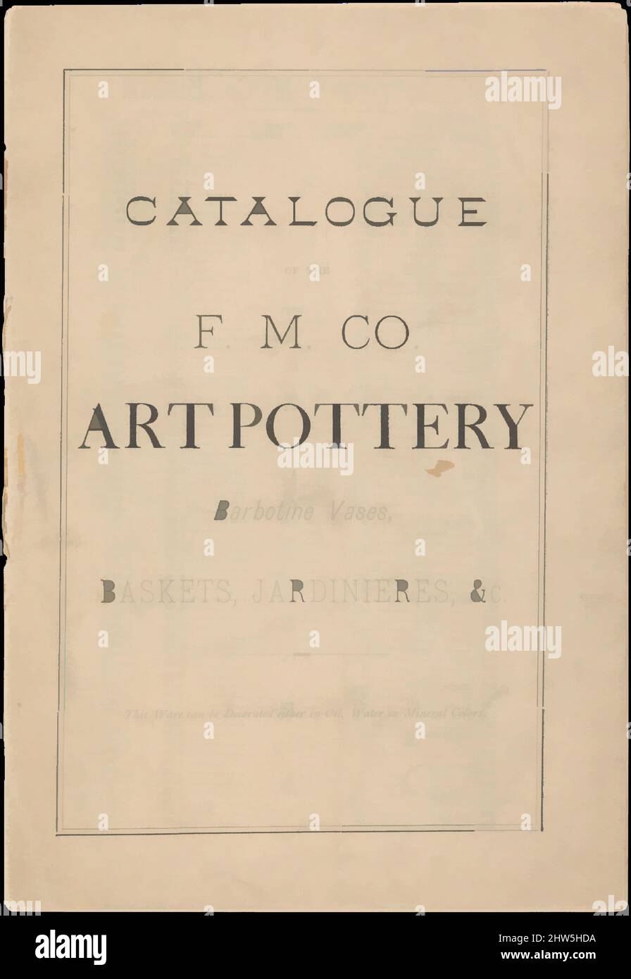 Arte ispirata dal Catalogo del F.M. Co., Art Pottery, vasi di Barbotine, cestini, Jardineres, 1881–82, illustrazioni: Incisione in legno, 7 13/16 x 5 3/8 poll. (19,9 x 13,7 cm), Libri, opere classiche modernizzate da Artotop con un tuffo di modernità. Forme, colore e valore, impatto visivo accattivante sulle emozioni artistiche attraverso la libertà delle opere d'arte in modo contemporaneo. Un messaggio senza tempo che persegue una nuova direzione selvaggiamente creativa. Artisti che si rivolgono al supporto digitale e creano l'NFT Artotop Foto Stock
