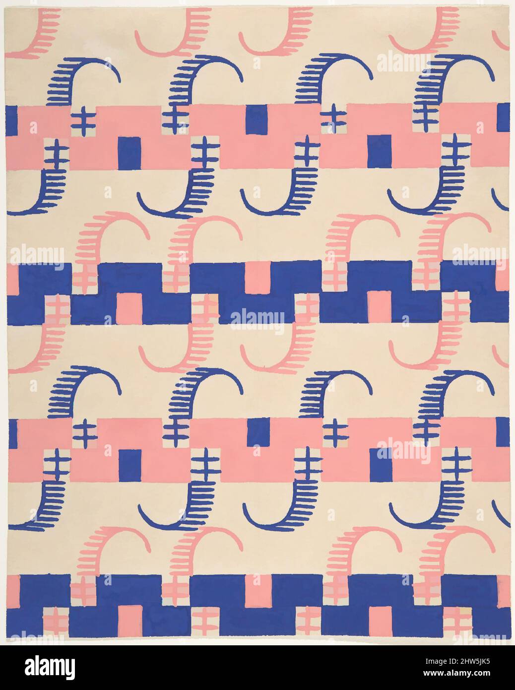 Arte ispirata al tessuto Design a righe, ca. 1918–25, Gouache e stencil su grafite, 7 7/8 x 6 5/16 poll. (20 x 16 cm), disegni, attribuiti a Paul Poiret (francese, Parigi 1879–1944 Parigi, opere classiche modernizzate da Artotop con un tuffo di modernità. Forme, colore e valore, impatto visivo accattivante sulle emozioni artistiche attraverso la libertà delle opere d'arte in modo contemporaneo. Un messaggio senza tempo che persegue una nuova direzione selvaggiamente creativa. Artisti che si rivolgono al supporto digitale e creano l'NFT Artotop Foto Stock