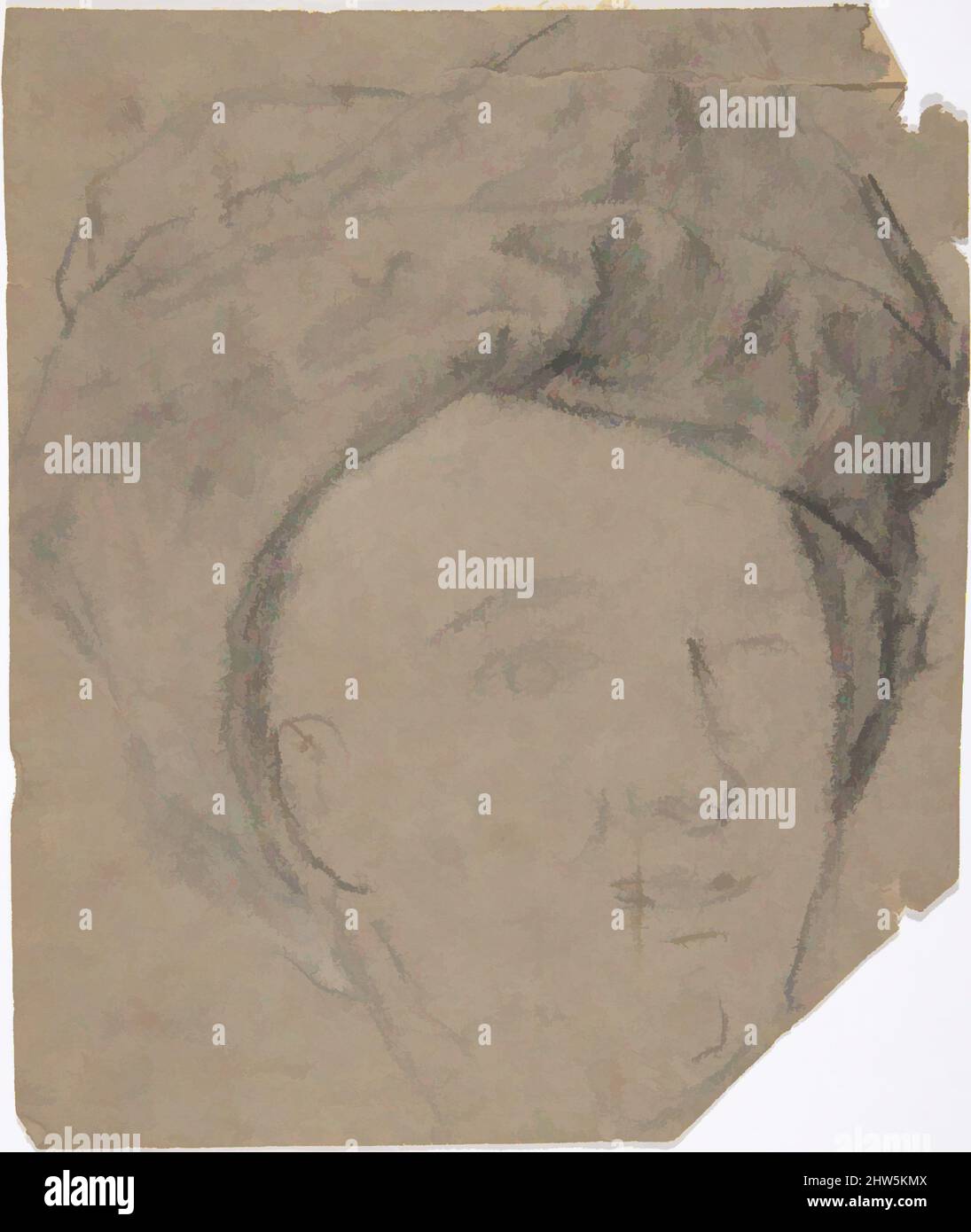 Arte ispirata a Sketch of Man in Turban, 18th secolo, gesso nero aumentato con gesso bianco, 6 1/2 x 5 1/2 pollici (16,5 x 13,9 cm), disegni, Anonimo, Francese, 18th secolo, Opere classiche modernizzate da Artotop con un tocco di modernità. Forme, colore e valore, impatto visivo accattivante sulle emozioni artistiche attraverso la libertà delle opere d'arte in modo contemporaneo. Un messaggio senza tempo che persegue una nuova direzione selvaggiamente creativa. Artisti che si rivolgono al supporto digitale e creano l'NFT Artotop Foto Stock