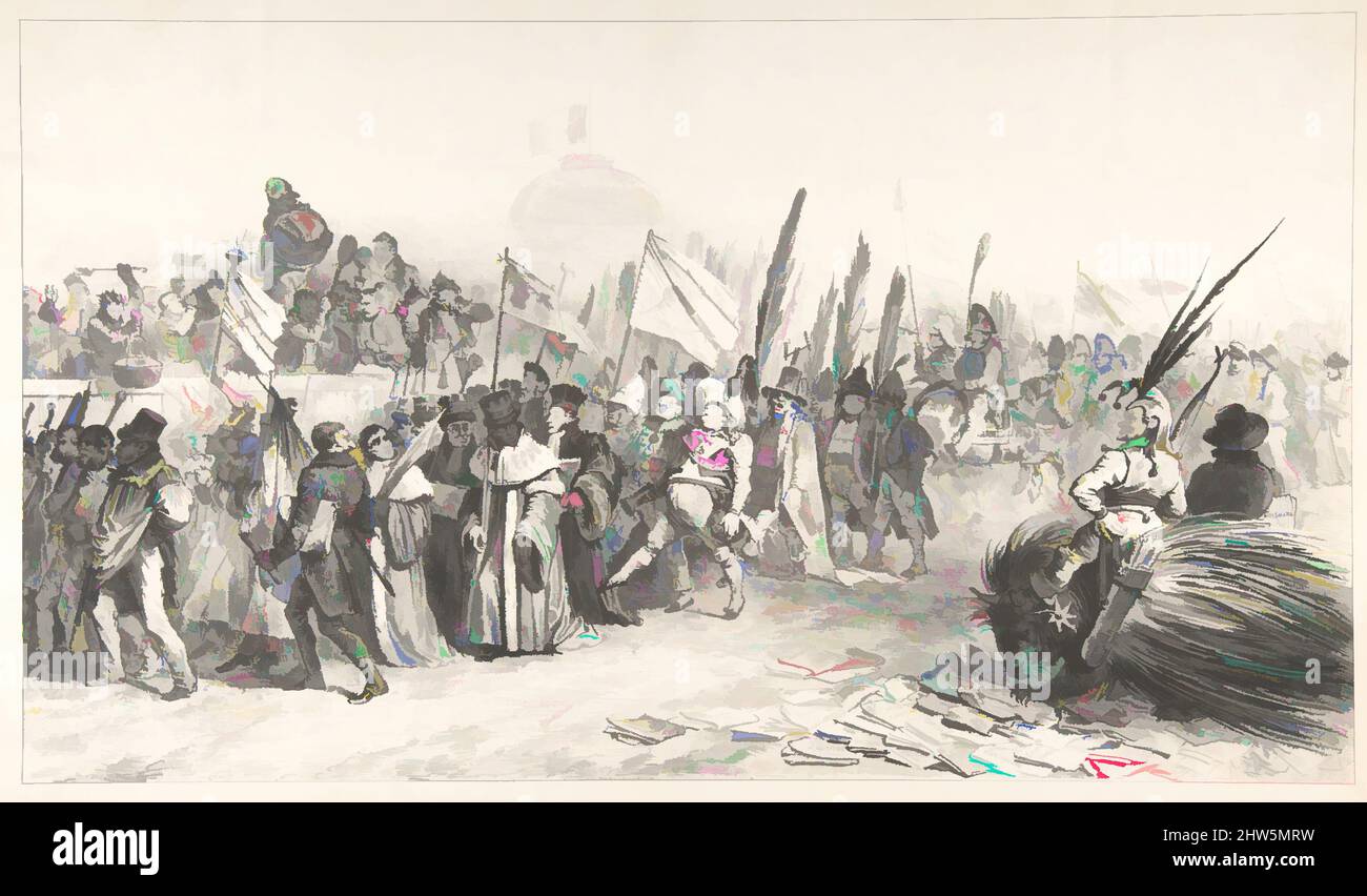 Art Inspired by the Grand Review of the Juste-Milieu passando la Caricature, 30 ottobre 1832 (Grand revue passée par la caricature le 30 ottobre 1832), 1832 ottobre, litografia su carta di colomba, foglio: 13 15/16 x 21 1/8 in. (35,4 x 53,7 cm), Prints, J. Grandville (francese, Nancy 1803–, opere classiche modernizzate da Artotop con un tuffo di modernità. Forme, colore e valore, impatto visivo accattivante sulle emozioni artistiche attraverso la libertà delle opere d'arte in modo contemporaneo. Un messaggio senza tempo che persegue una nuova direzione selvaggiamente creativa. Artisti che si rivolgono al supporto digitale e creano l'NFT Artotop Foto Stock