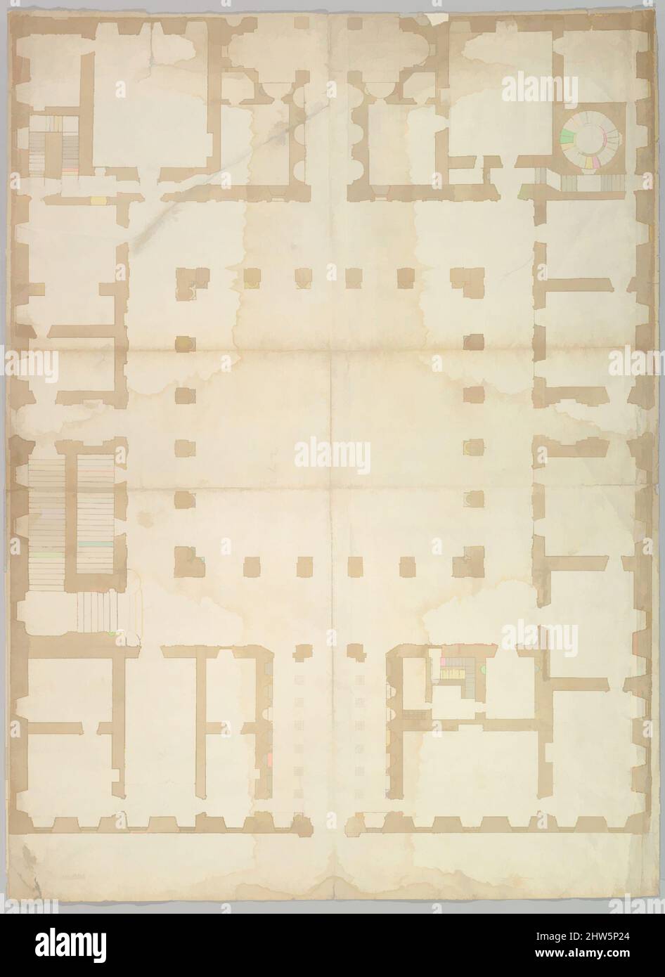 Arte ispirata a Palazzo Farnese, piano, piano terra (recto) bianco (verso), inizio a metà del 16th secolo, inchiostro marrone scuro, gesso nero, e linee incise, foglio: 27 11/16 x 20 1/2 pollici. (70,3 x 52 cm), disegni, opere classiche modernizzate da Artotop con un tocco di modernità. Forme, colore e valore, impatto visivo accattivante sulle emozioni artistiche attraverso la libertà delle opere d'arte in modo contemporaneo. Un messaggio senza tempo che persegue una nuova direzione selvaggiamente creativa. Artisti che si rivolgono al supporto digitale e creano l'NFT Artotop Foto Stock