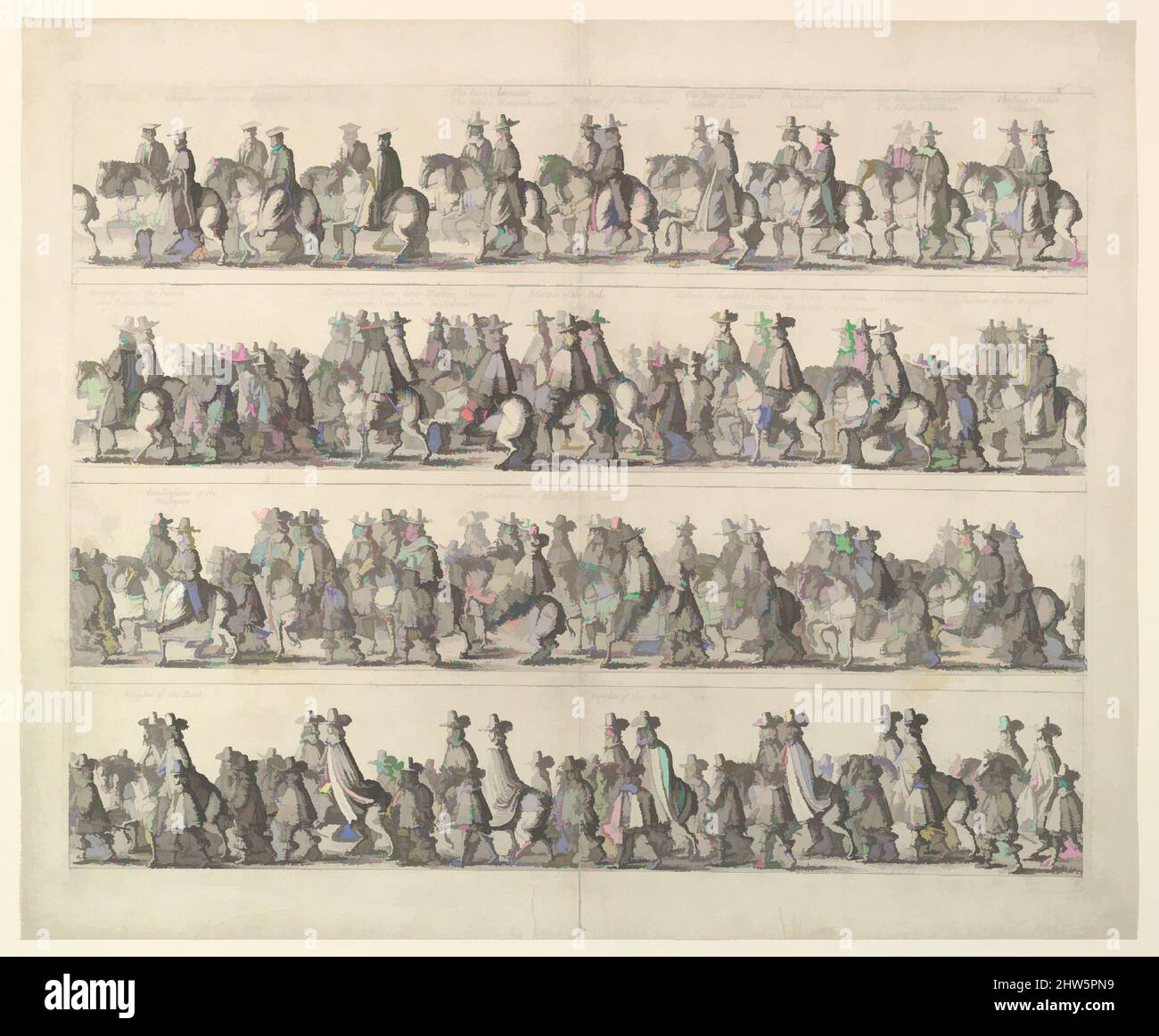 Arte ispirata dalla processione di incoronazione di Carlo II attraverso Londra, 1662, incisione, stampe, Venceslao Hollar (Bohemian, Praga 1607–1677 Londra, opere classiche modernizzate da Artotop con un tuffo di modernità. Forme, colore e valore, impatto visivo accattivante sulle emozioni artistiche attraverso la libertà delle opere d'arte in modo contemporaneo. Un messaggio senza tempo che persegue una nuova direzione selvaggiamente creativa. Artisti che si rivolgono al supporto digitale e creano l'NFT Artotop Foto Stock