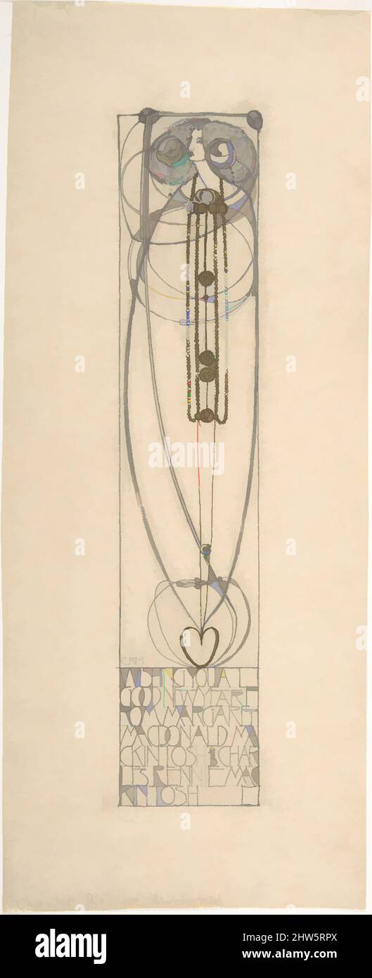 Art Inspired by Drawing for a New Year's Card, 1890–1928, grafite con tocchi di pigmento d'oro, foglio: 12 7/8 x 5 1/4 pollici (32,7 x 13,4 cm), Charles Rennie Mackintosh (British, Glasgow, Scozia 1868–1928 Londra, opere classiche modernizzate da Artotop con un tocco di modernità. Forme, colore e valore, impatto visivo accattivante sulle emozioni artistiche attraverso la libertà delle opere d'arte in modo contemporaneo. Un messaggio senza tempo che persegue una nuova direzione selvaggiamente creativa. Artisti che si rivolgono al supporto digitale e creano l'NFT Artotop Foto Stock