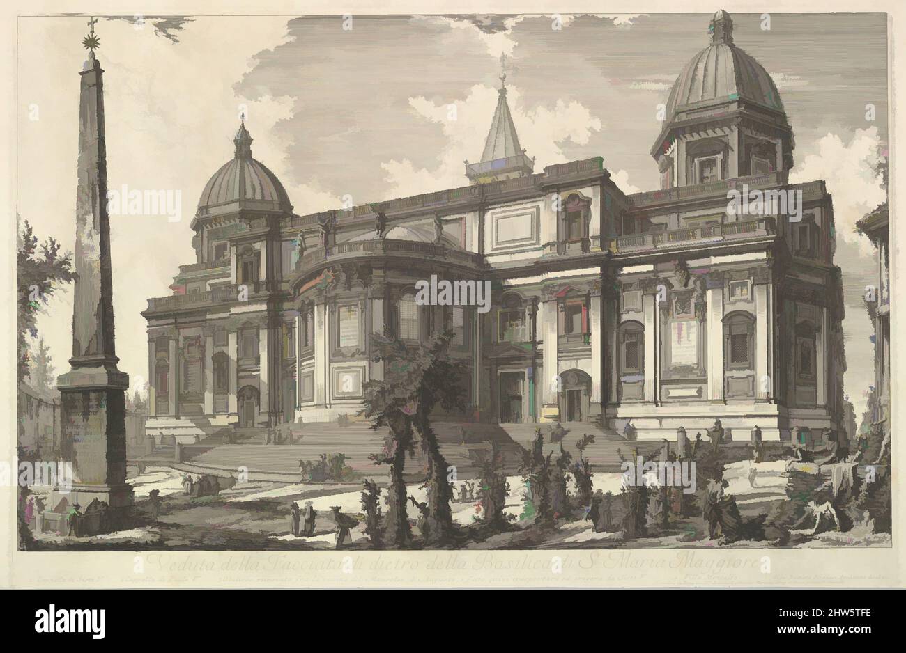 Arte ispirata alla vista dell'ingresso posteriore della Basilica di S. Maria maggiore, da Veduta di Roma, ca. 1742, incisione; primo stato di cinque (indacinatura), foglio: 18 1/8 x 30 poll. (46 x 76,2 cm), Prints, Giovanni Battista Piranesi (Italiano, Mogliano Veneto 1720–1778 Roma, opere classiche modernizzate da Artotop con un tuffo di modernità. Forme, colore e valore, impatto visivo accattivante sulle emozioni artistiche attraverso la libertà delle opere d'arte in modo contemporaneo. Un messaggio senza tempo che persegue una nuova direzione selvaggiamente creativa. Artisti che si rivolgono al supporto digitale e creano l'NFT Artotop Foto Stock