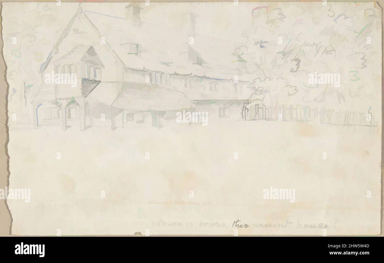 Art Inspired by House, 19th Century, Graphite, image: 3 7/8 x 6 1/8 in. (9,8 x 15,5 cm), Anonymous, British, 19th secolo, opere classiche modernizzate da Artotop con un tuffo di modernità. Forme, colore e valore, impatto visivo accattivante sulle emozioni artistiche attraverso la libertà delle opere d'arte in modo contemporaneo. Un messaggio senza tempo che persegue una nuova direzione selvaggiamente creativa. Artisti che si rivolgono al supporto digitale e creano l'NFT Artotop Foto Stock