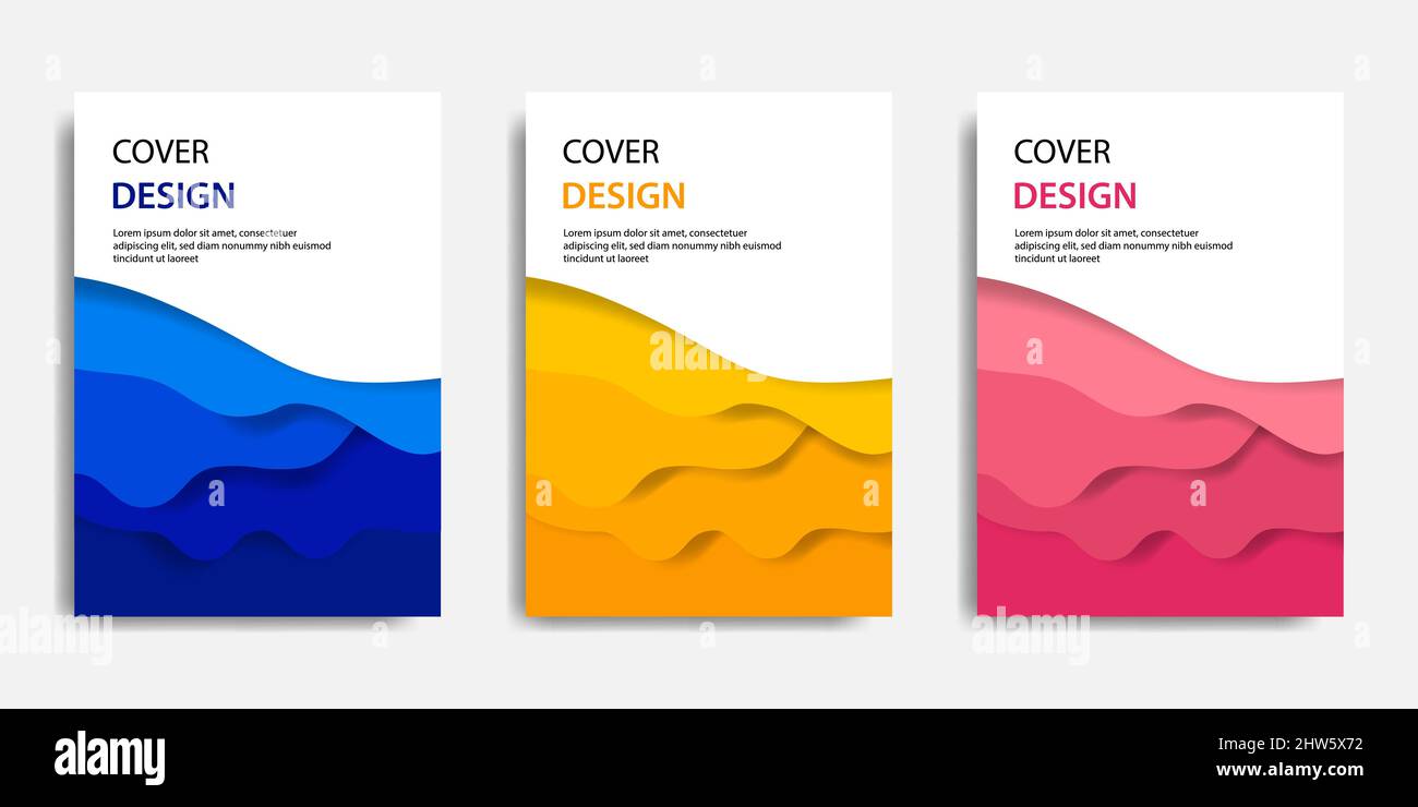 Illustrazione vettoriale, modello di simulazione del documento, facile regolazione del colore. Stile topografico tagliato su carta in strati ondulati colorati. Adatto per copertina libro, Illustrazione Vettoriale