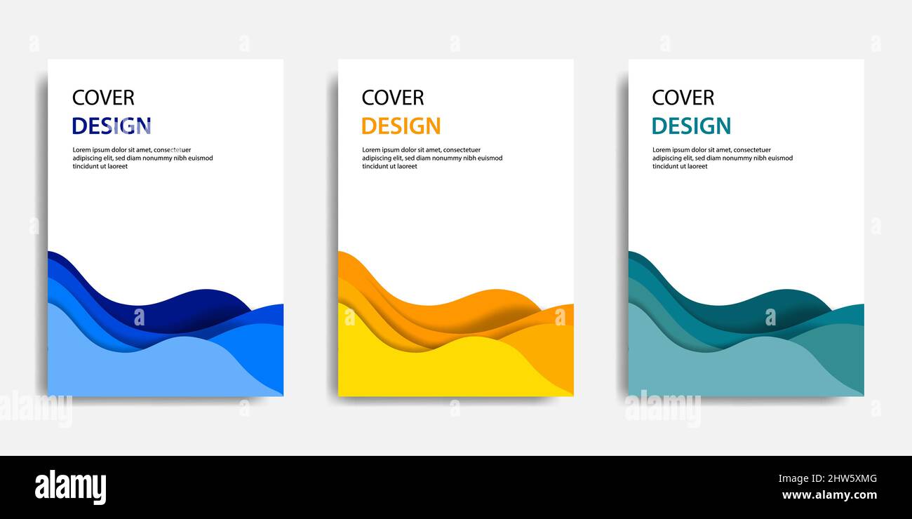 Illustrazione vettoriale, modello di simulazione del documento, facile regolazione del colore. Stile topografico tagliato su carta in strati ondulati colorati. Adatto per copertina libro, Illustrazione Vettoriale